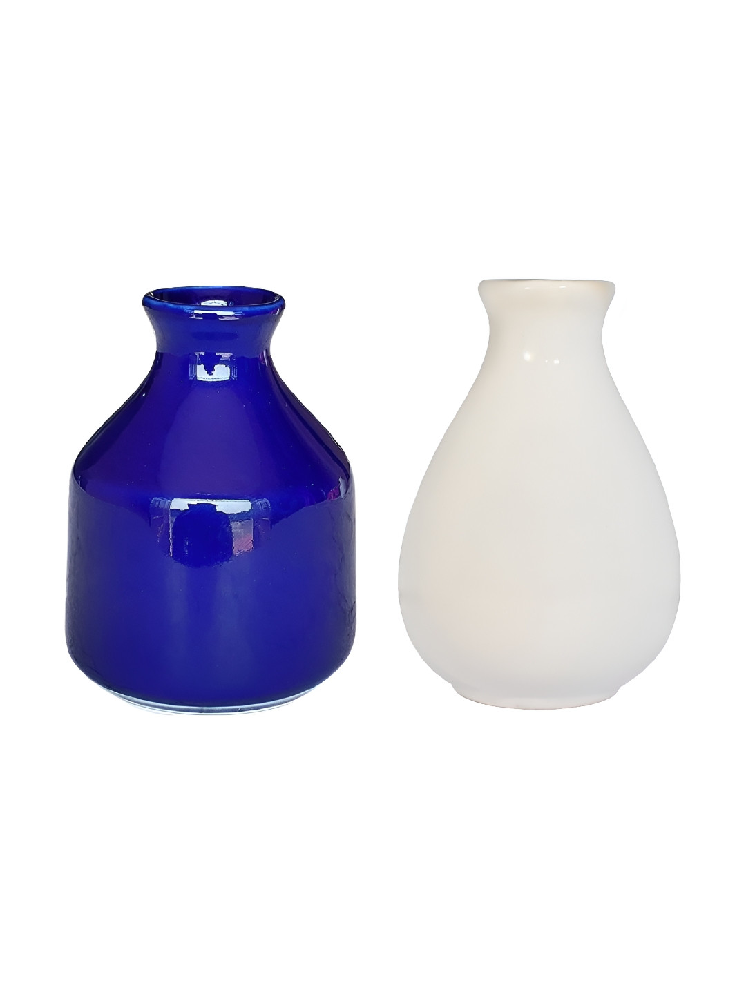Mkd2 Rise 2-Pcs White & Blue Ceramic Reed Diffuser Jar With Reed Sticks