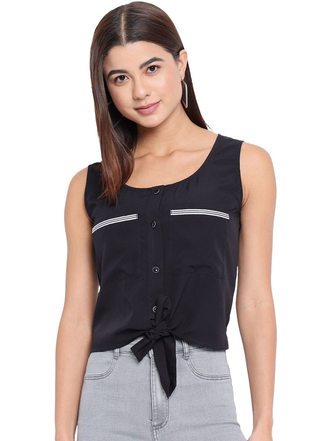 OTIRA Crepe Waist Tie-Ups Tank Top