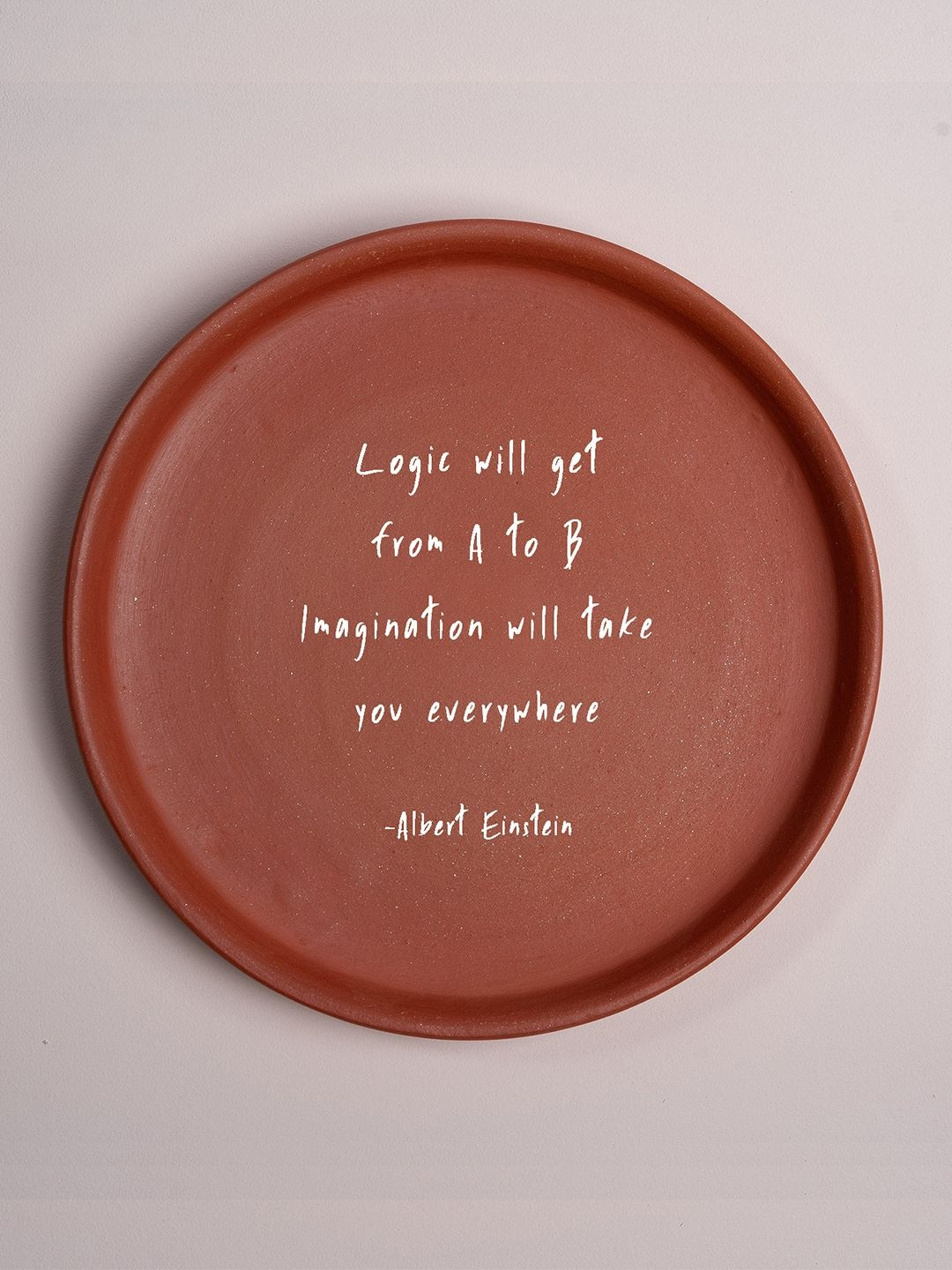 ALMIRO TREE Albert Einstien Quote Terracotta Wall Plate