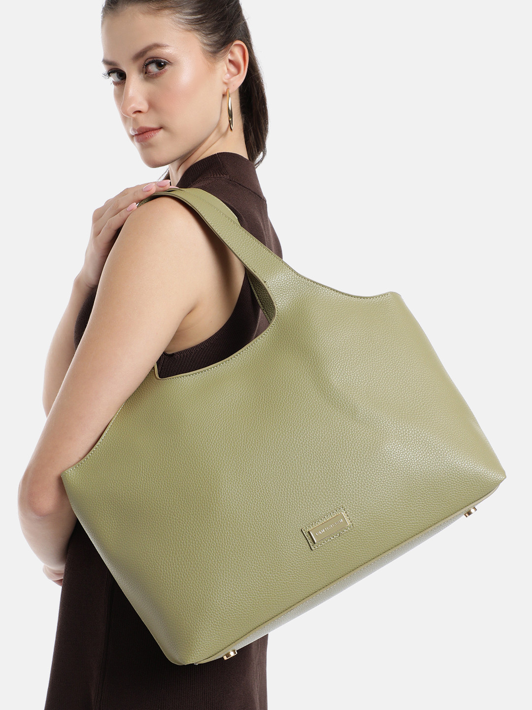 Van Heusen Textured Lightweight Structured Handheld Bag with Pouch