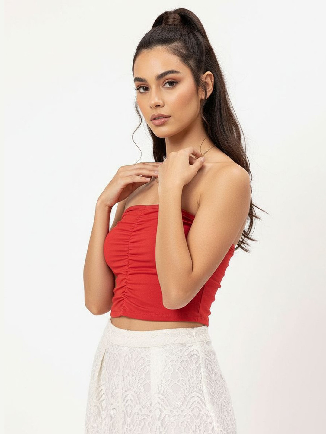 DressBerry Fierce Rebel Ruched Glam Crop Top