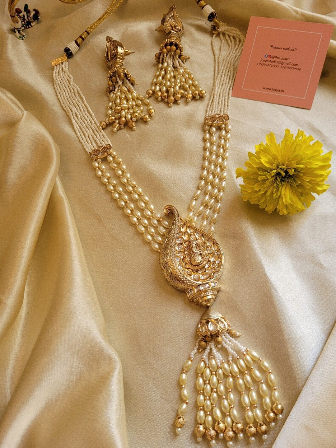 JOSYA Vidmahi Artificial Stones Studded And Beaded Jadau Necklace With Earrings