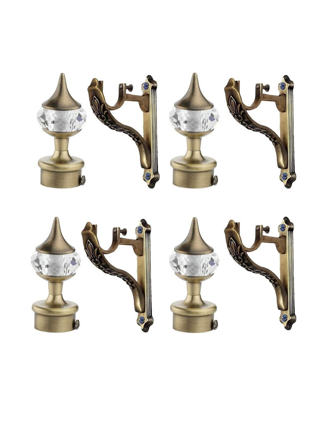 GLOXY 4 Pcs Brown Metal Brackets With Holders