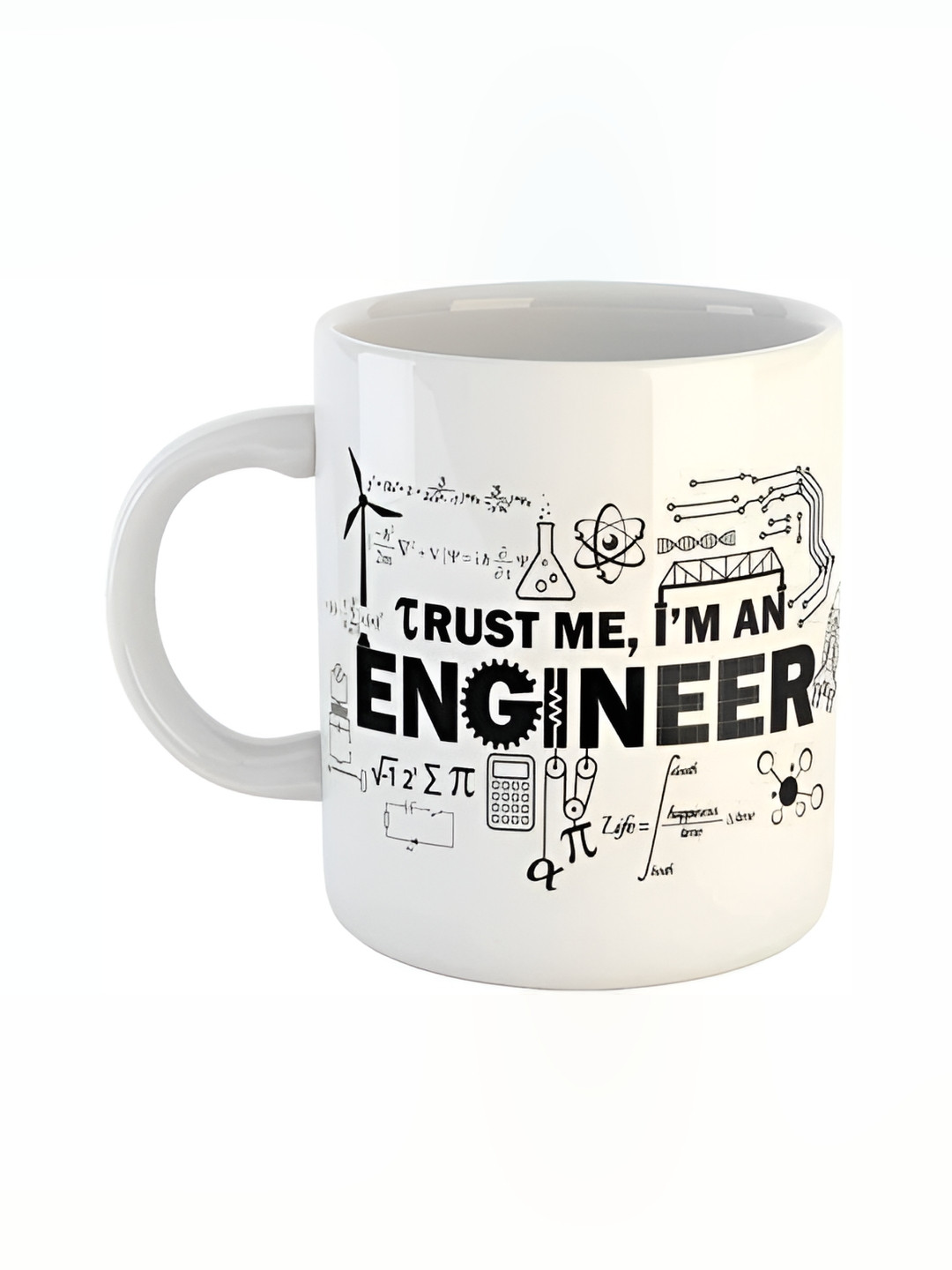 Mr UVD Cream & Black Typography Printed Ceramic Glossy  Mug -350 ml