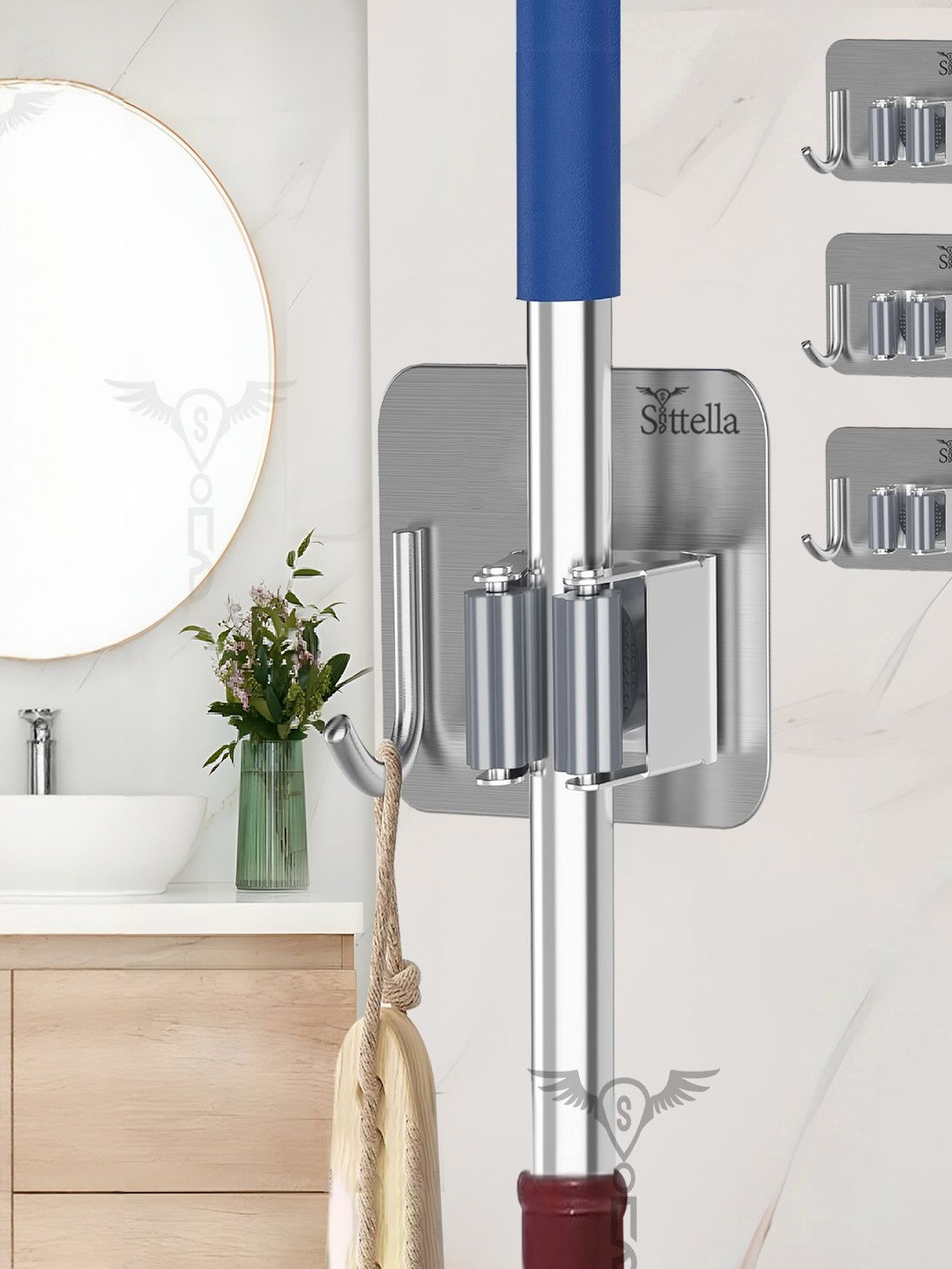 SITTELLA Stainless Steel Broom & Mop Stick Holders