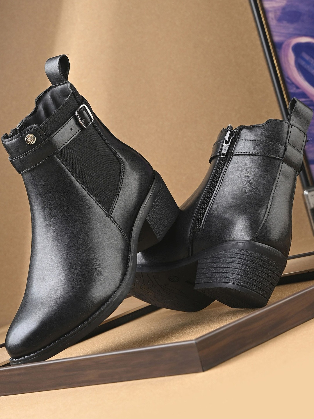 El Paso Women Solid Mid-Top Smart Casual Chelsea Boots