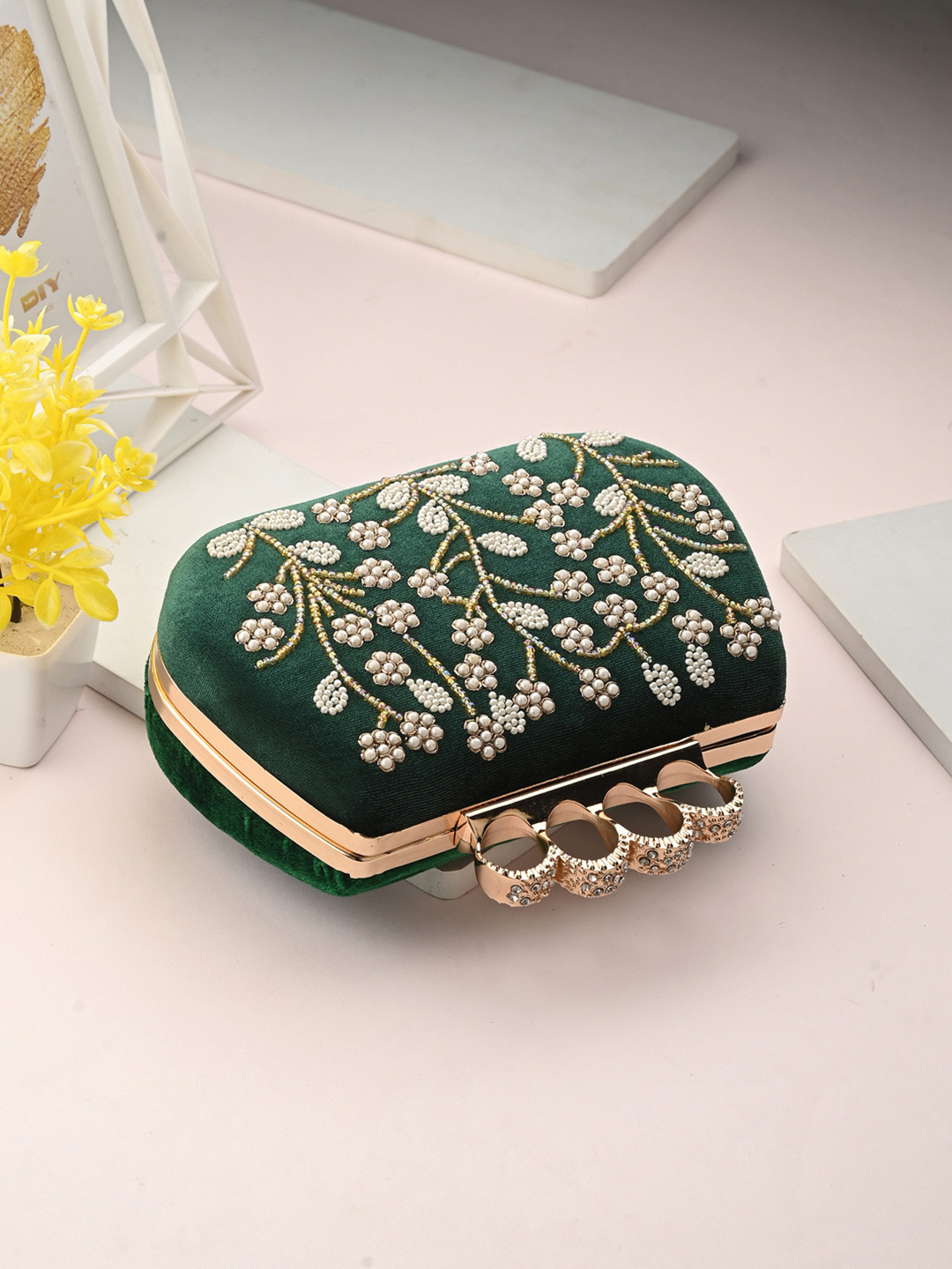 Toobacraft Embellished Box Clutch