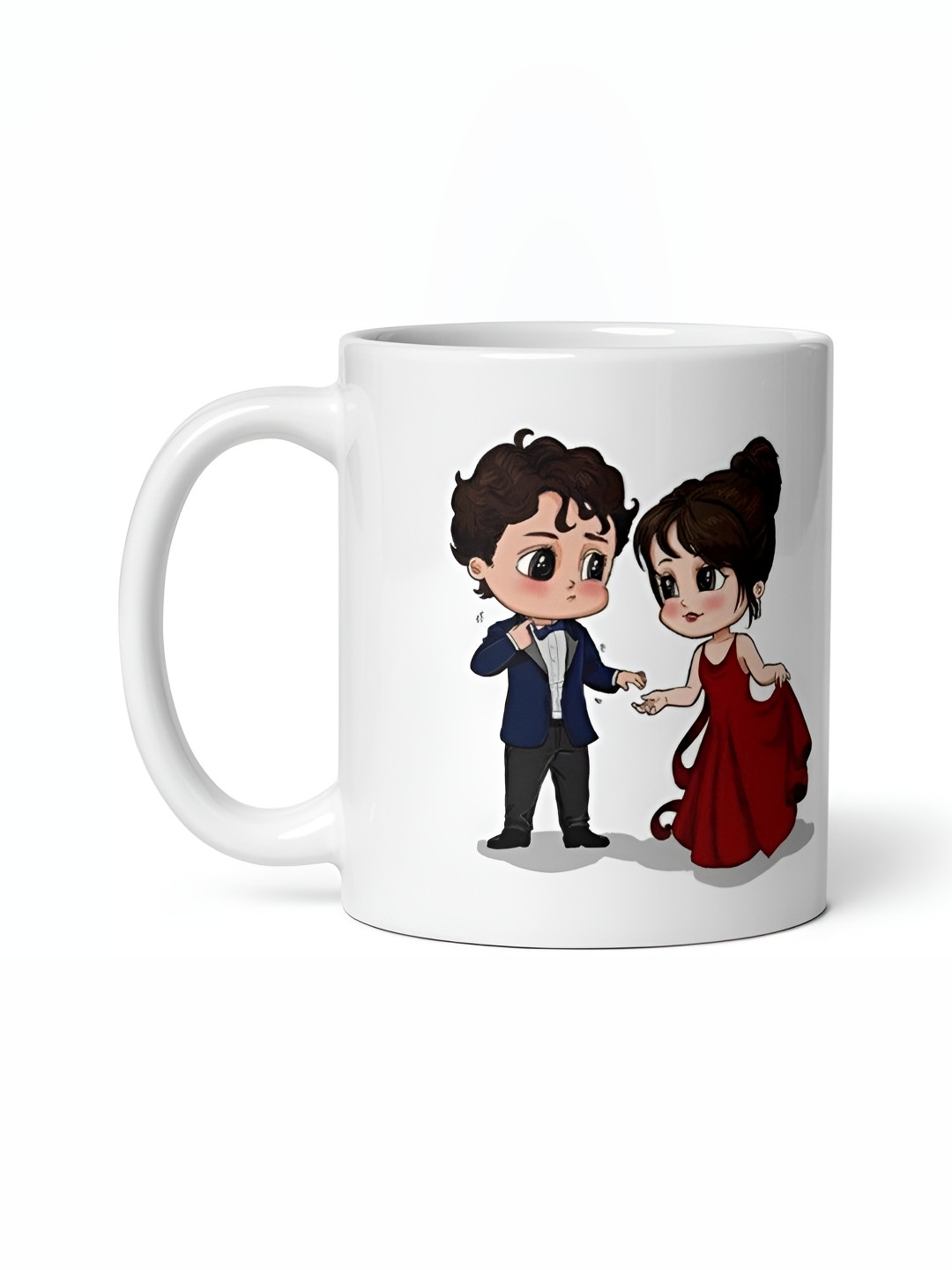 Mr UVD White & Black Cartoon Character Printed Ceramic Glossy Mug - 350 ml