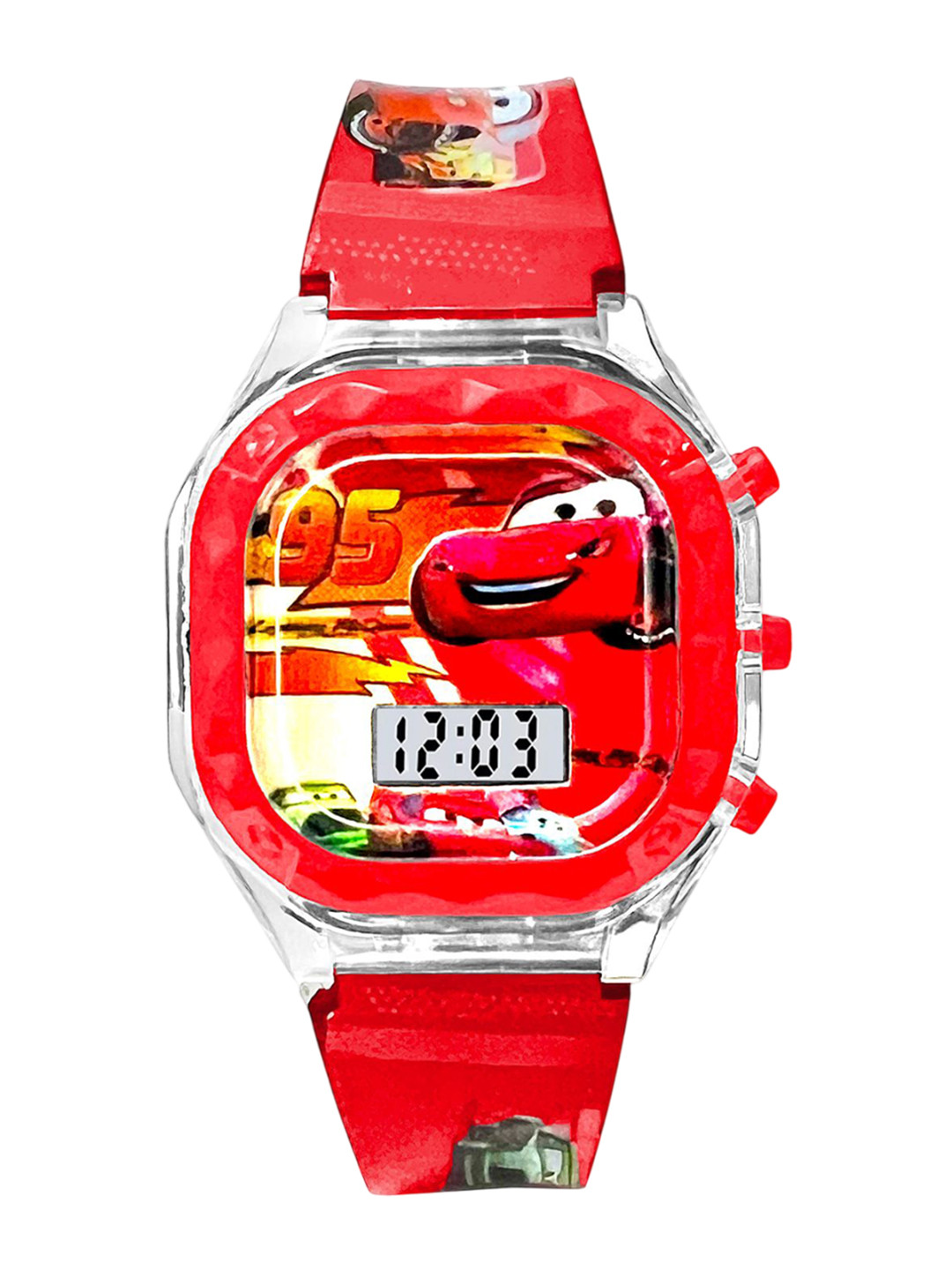 Time Up Kids Printed Dial & Textured Straps Digital Watch NGLOW-CAR7