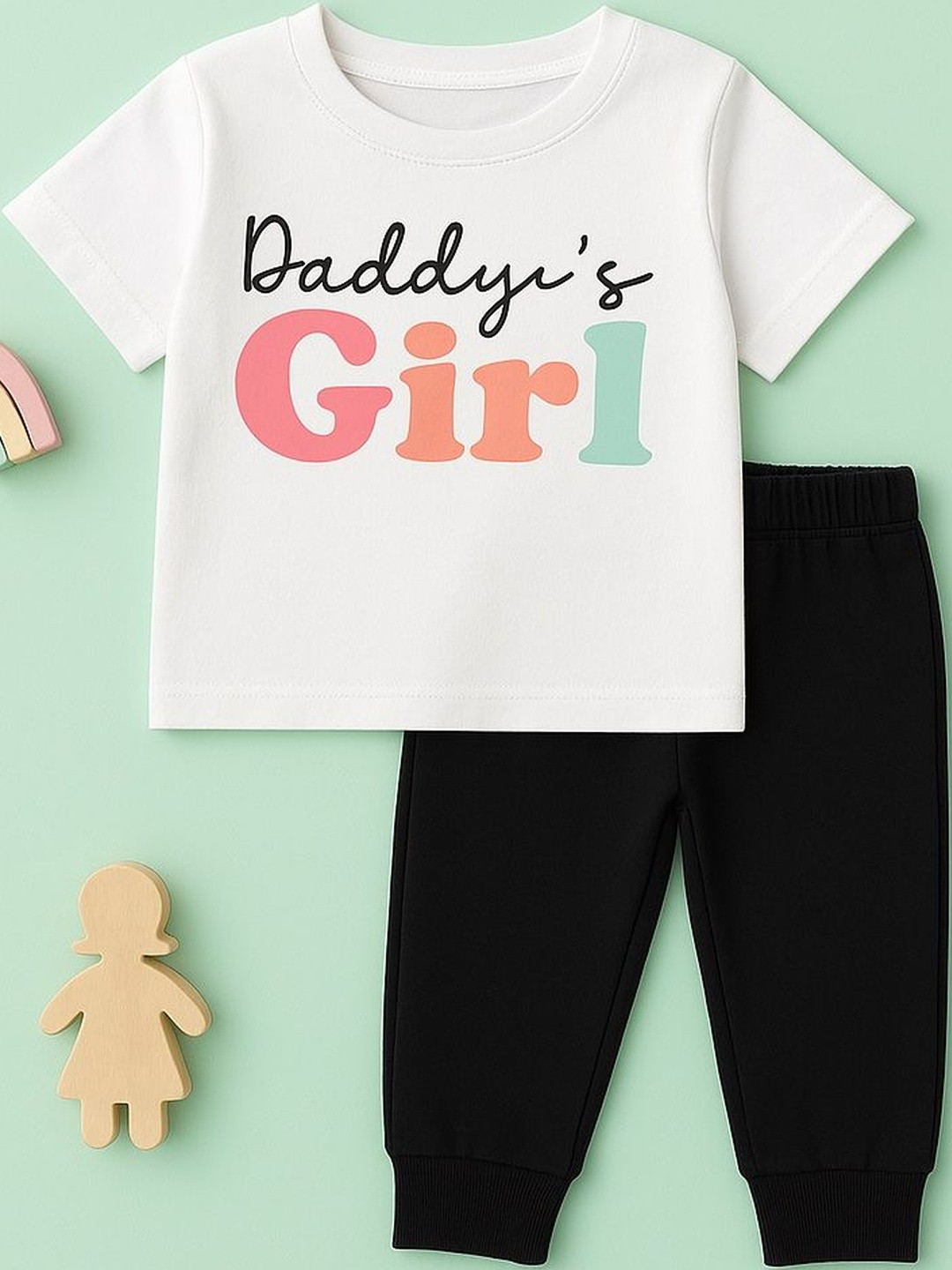 Luke & Lilly Girls Printed Cotton Blend T-shirt with Trousers
