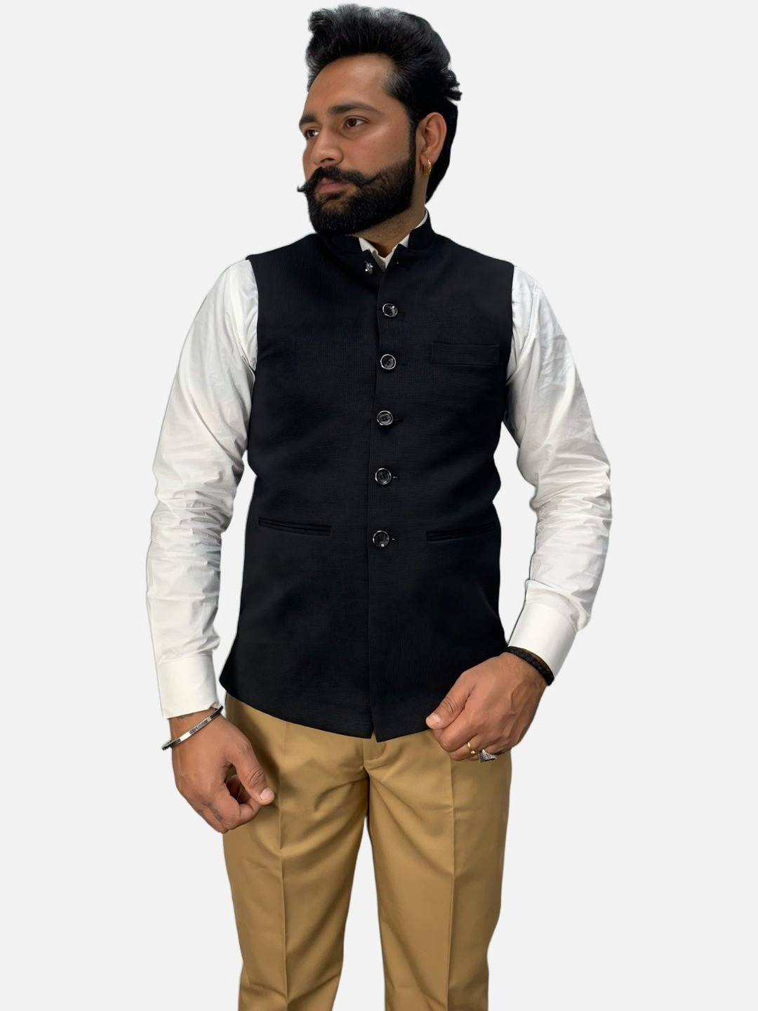 GARGIAN Master Cut Men Woollen Long Sleeves Knitted and Woven Jacket