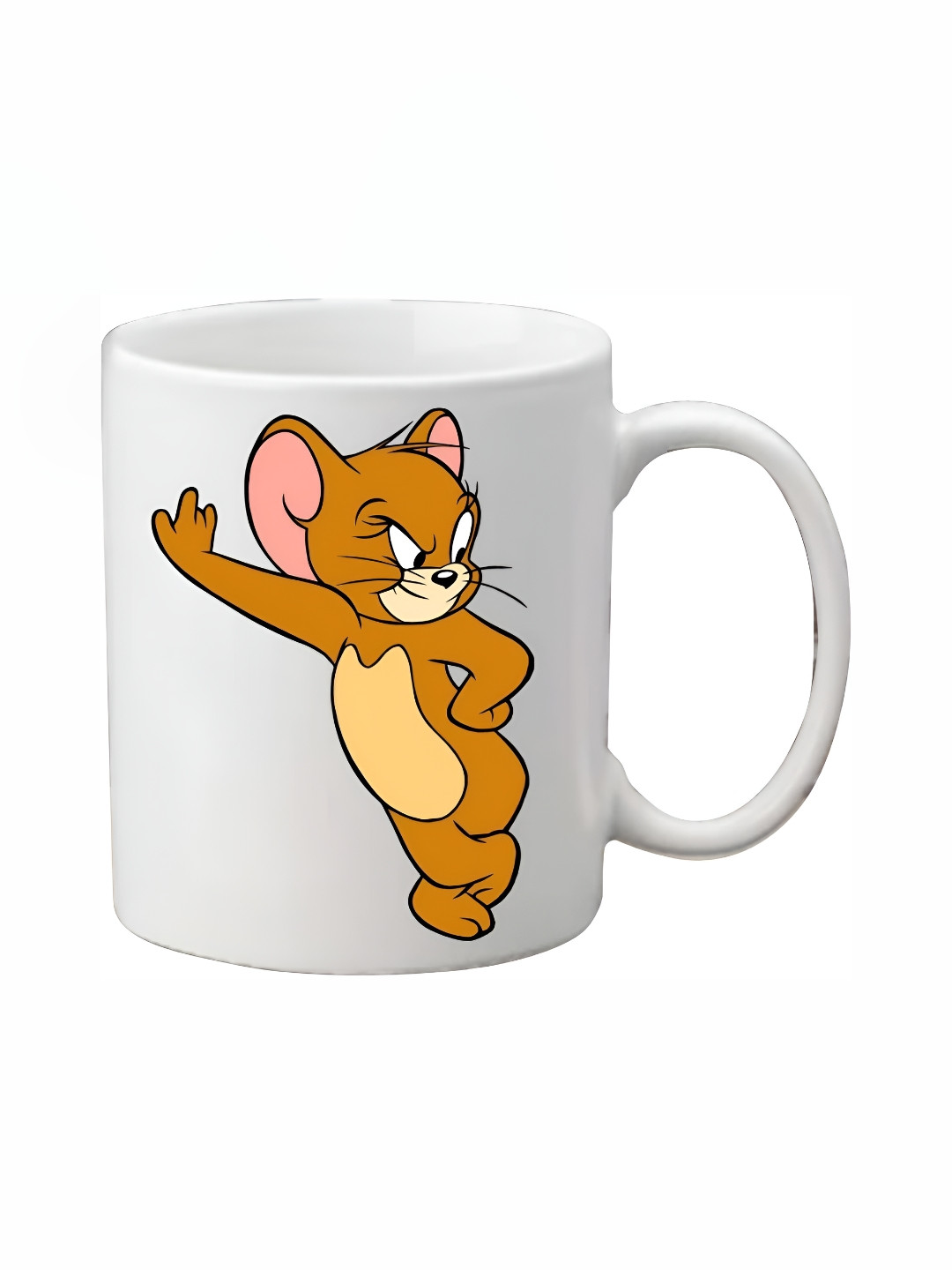 Mr UVD White & Yellow Cartoon Characters Printed Ceramic Mug 350 ml