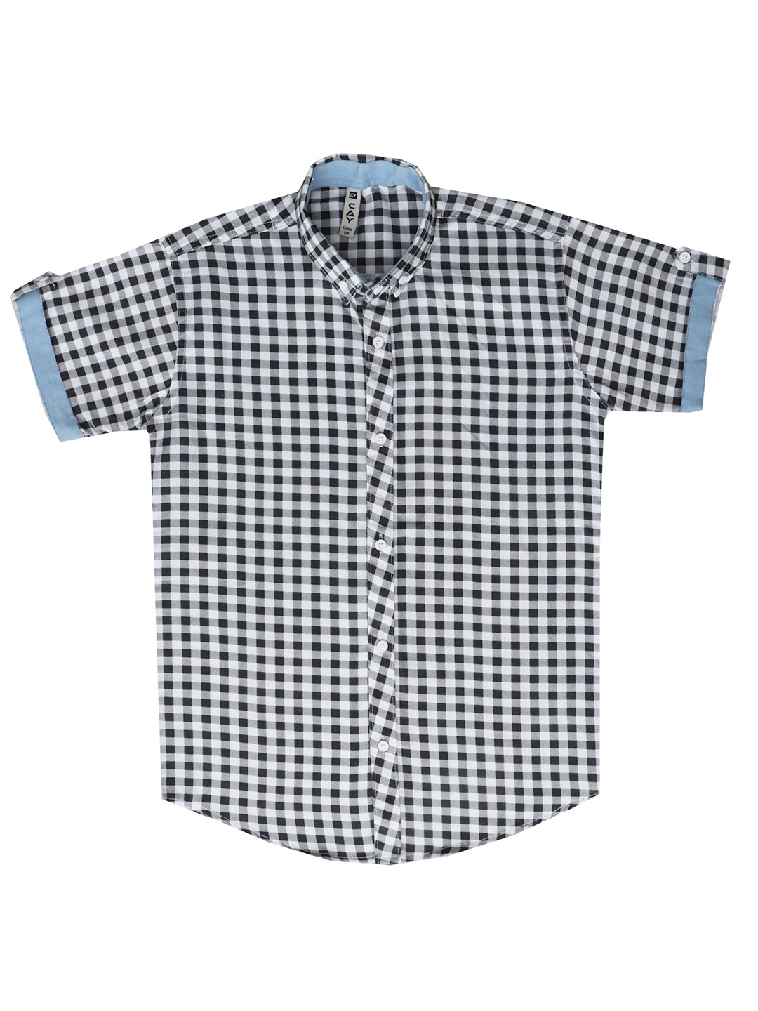 CAY Boys Standard Fit Gingham Checked Button-Down Collar Cotton Casual Shirt