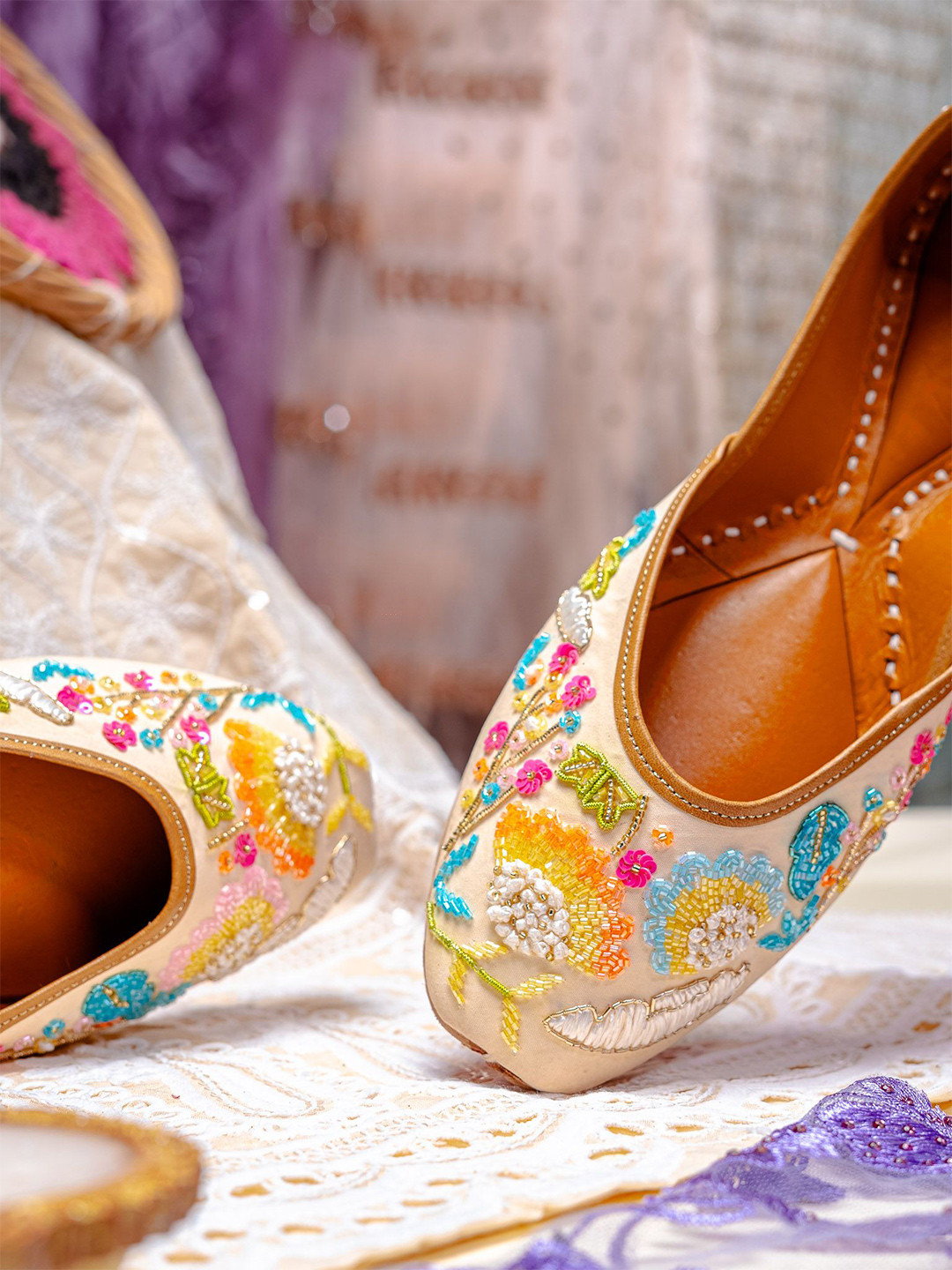 NR By Nidhi Rathi Women Ethnic Multicolored Embroidered Jutti