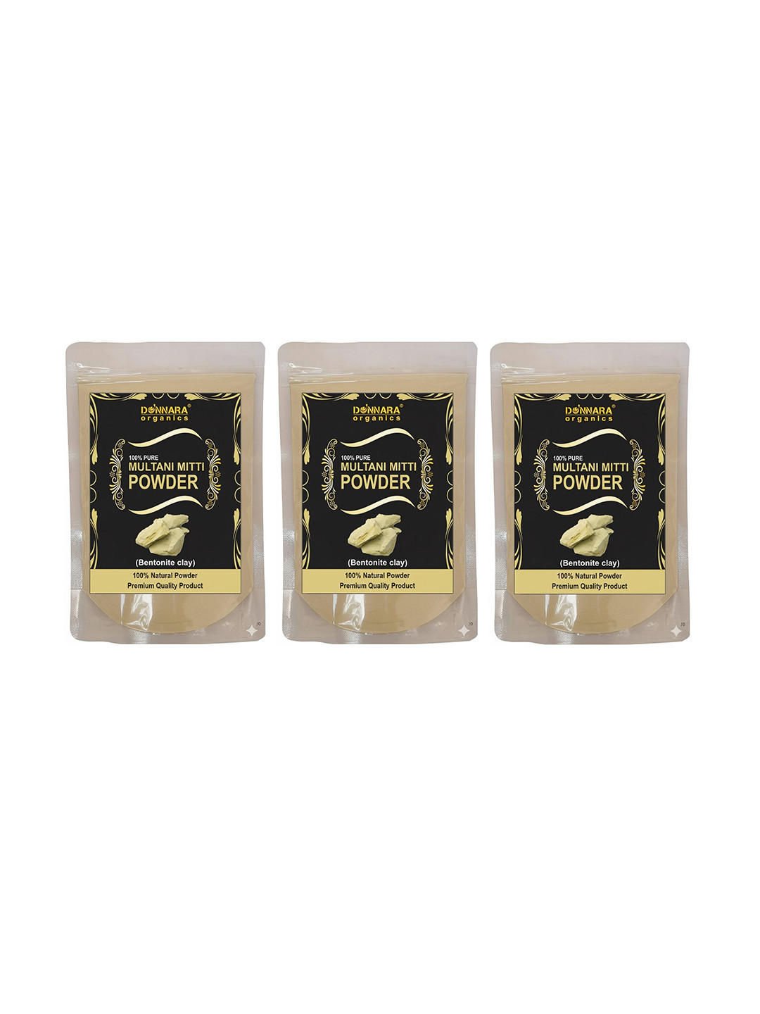 Donnara Organics Set Of 3 Multani Mitti Powder Face Pack - 150 g Each