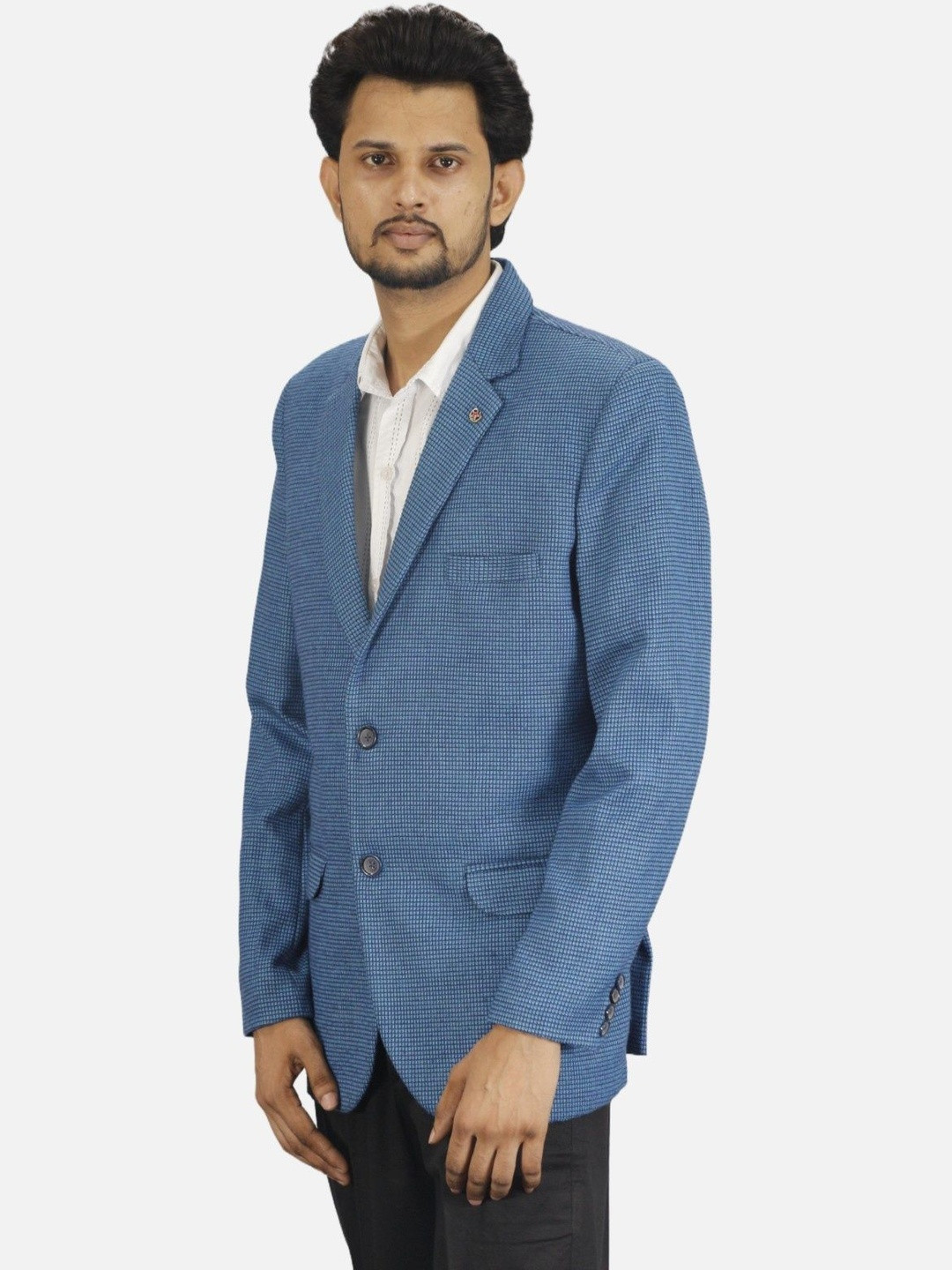 GARGIAN Master Cut Men Blue Solid Slim-Fit Single Breasted Suit