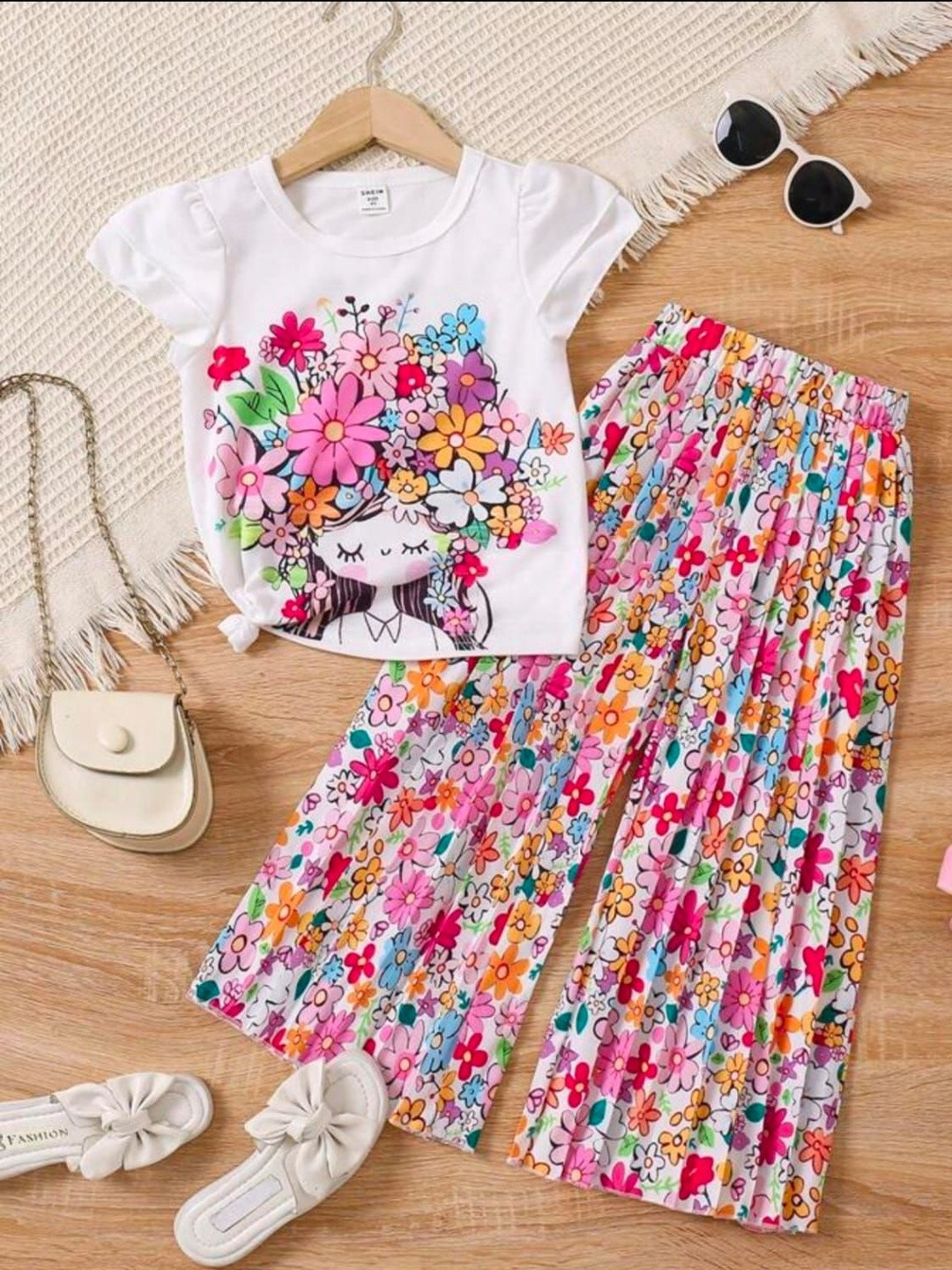 ER LIFE Style Floral Printed Flutter Sleeve A-Line Dress