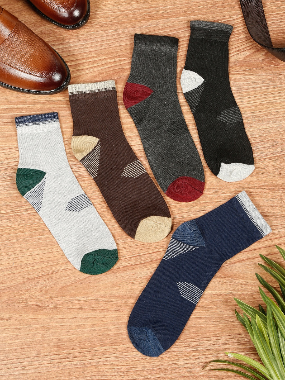 Teakwood Leathers Men Pack Of 5 Cotton Above Ankle Length Socks