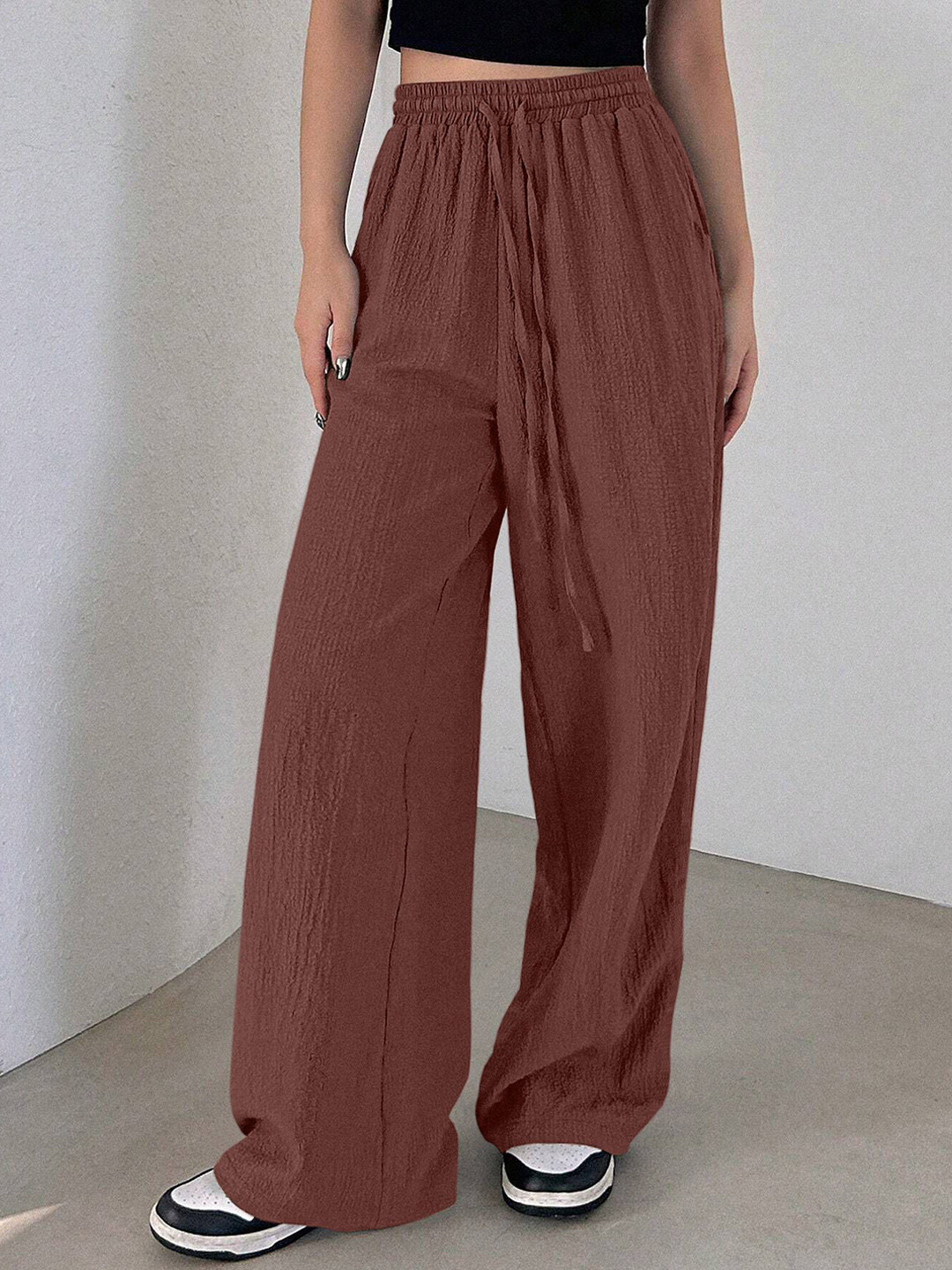 M&H Easy Women High-Rise Wide Leg Parallel Trousers