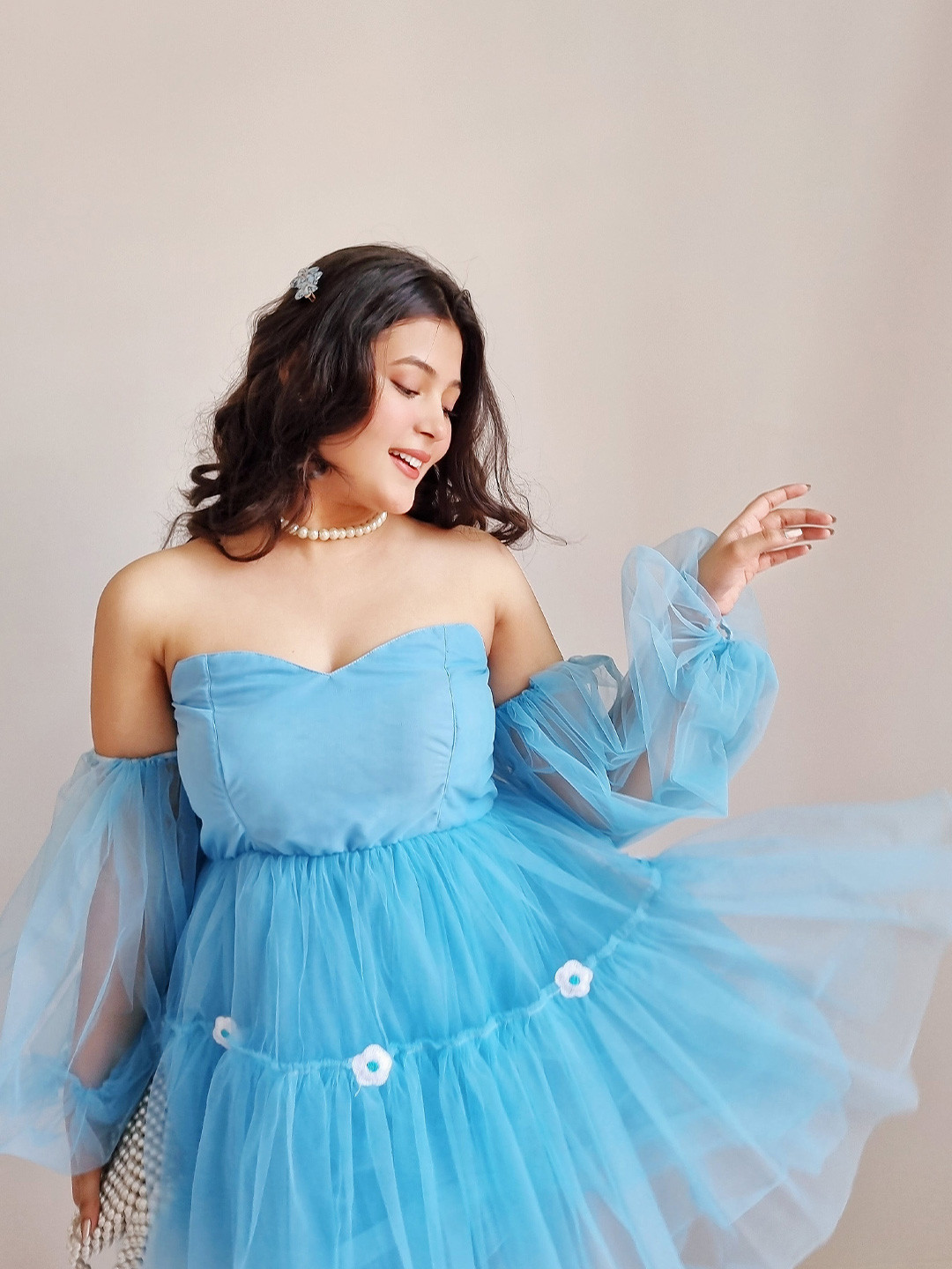 TAILORMADE CLOTHING Women Plus Size Off-Shoulder Bandeau Net Dress