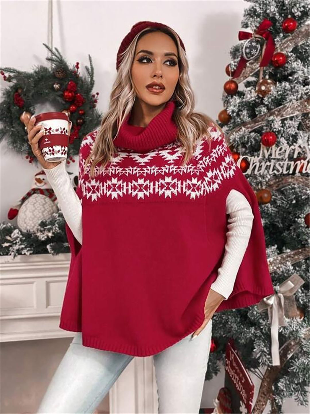 StyleCast Women Fair Isle Turtle Neck Pullover Sweater