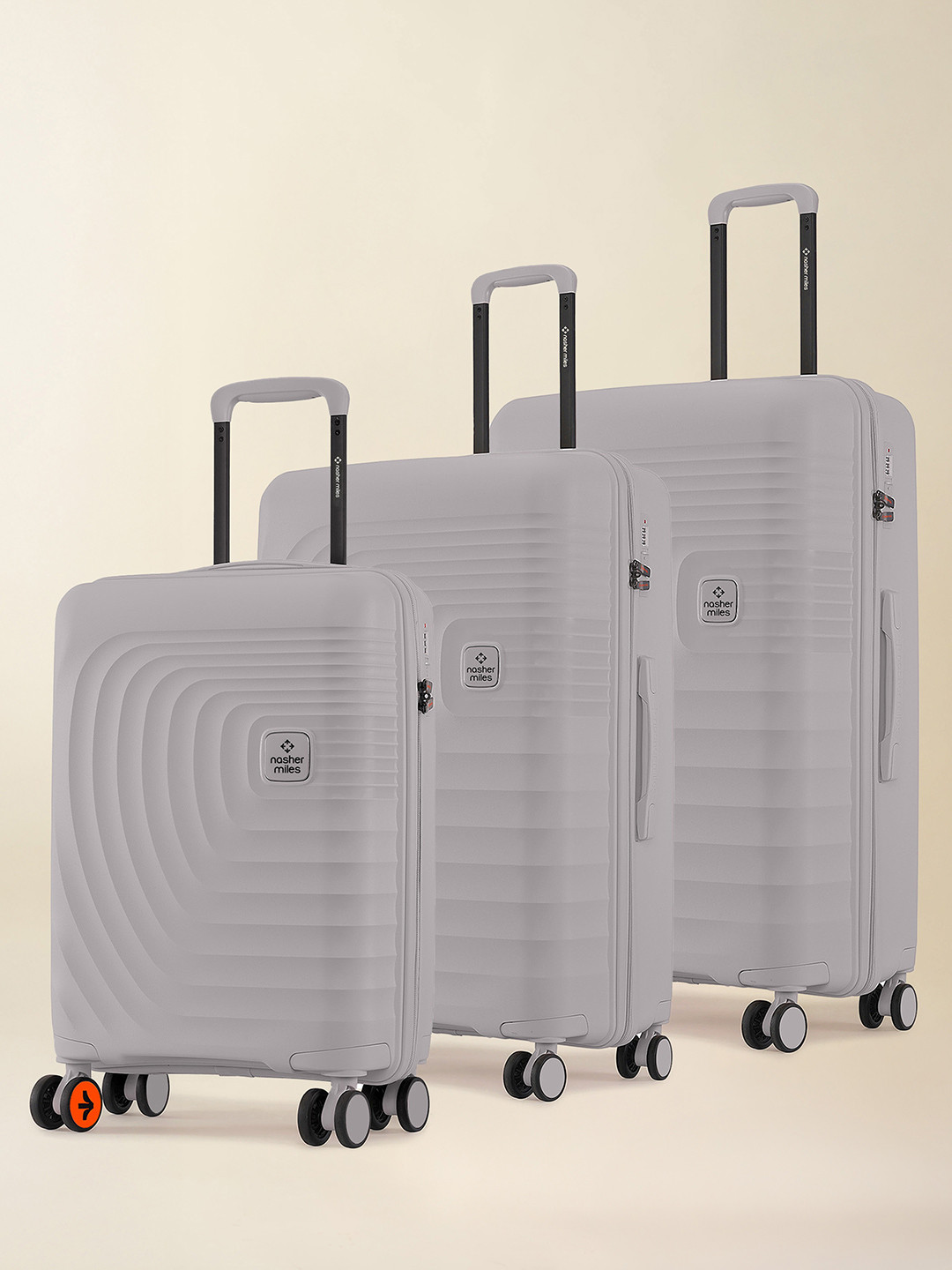 Nasher Miles Boston Polypropylene Small-Medium-Large Grey Trolley Bags (55-65-75 cm)