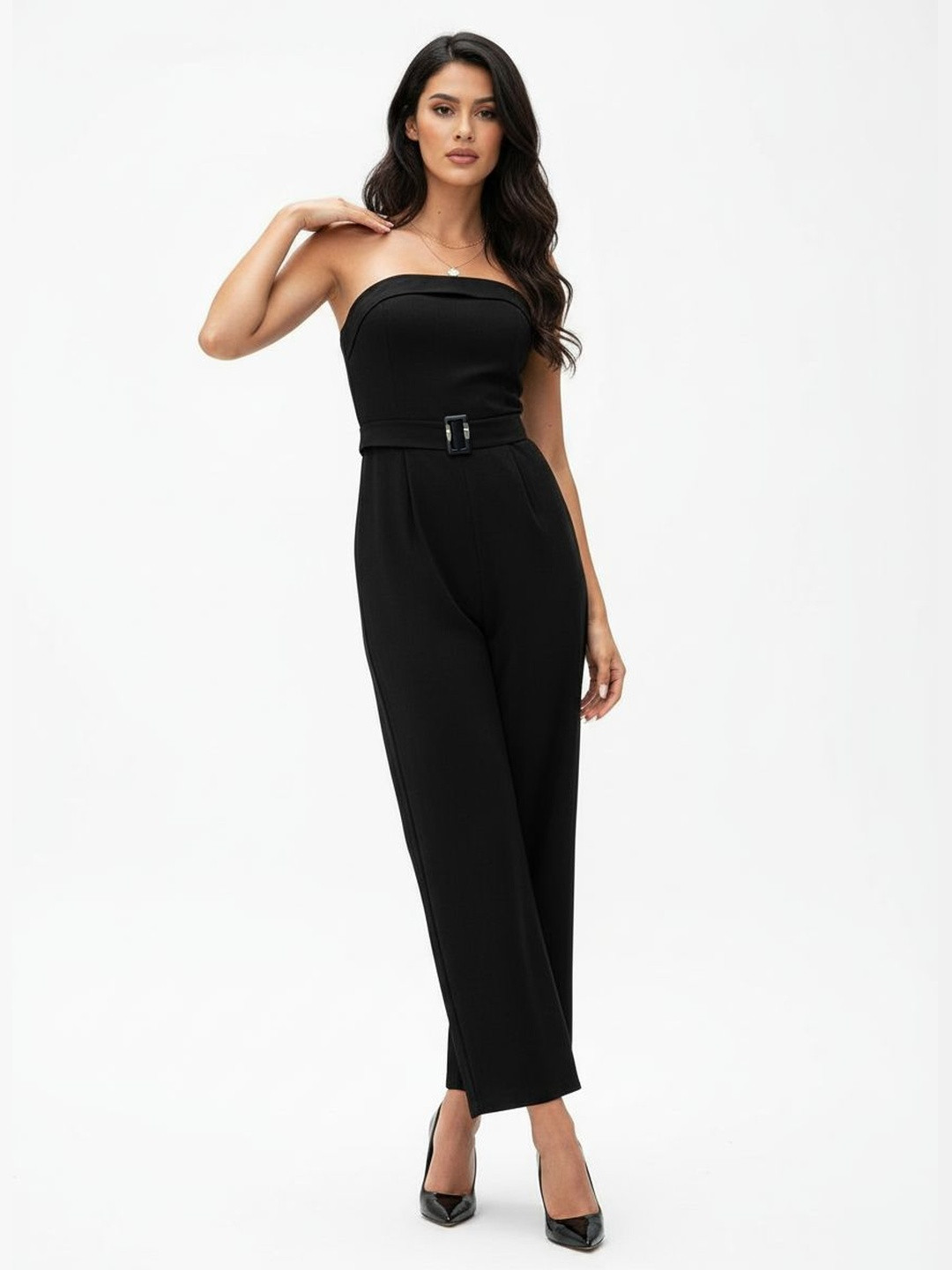DressBerry Strapless Basic Jumpsuit with Belt