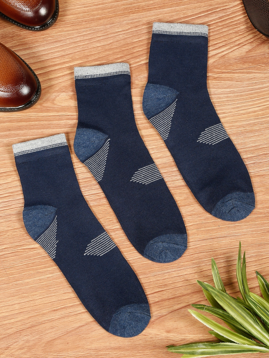 Teakwood Leathers Men Pack Of 3 Cotton Above Ankle Length Socks