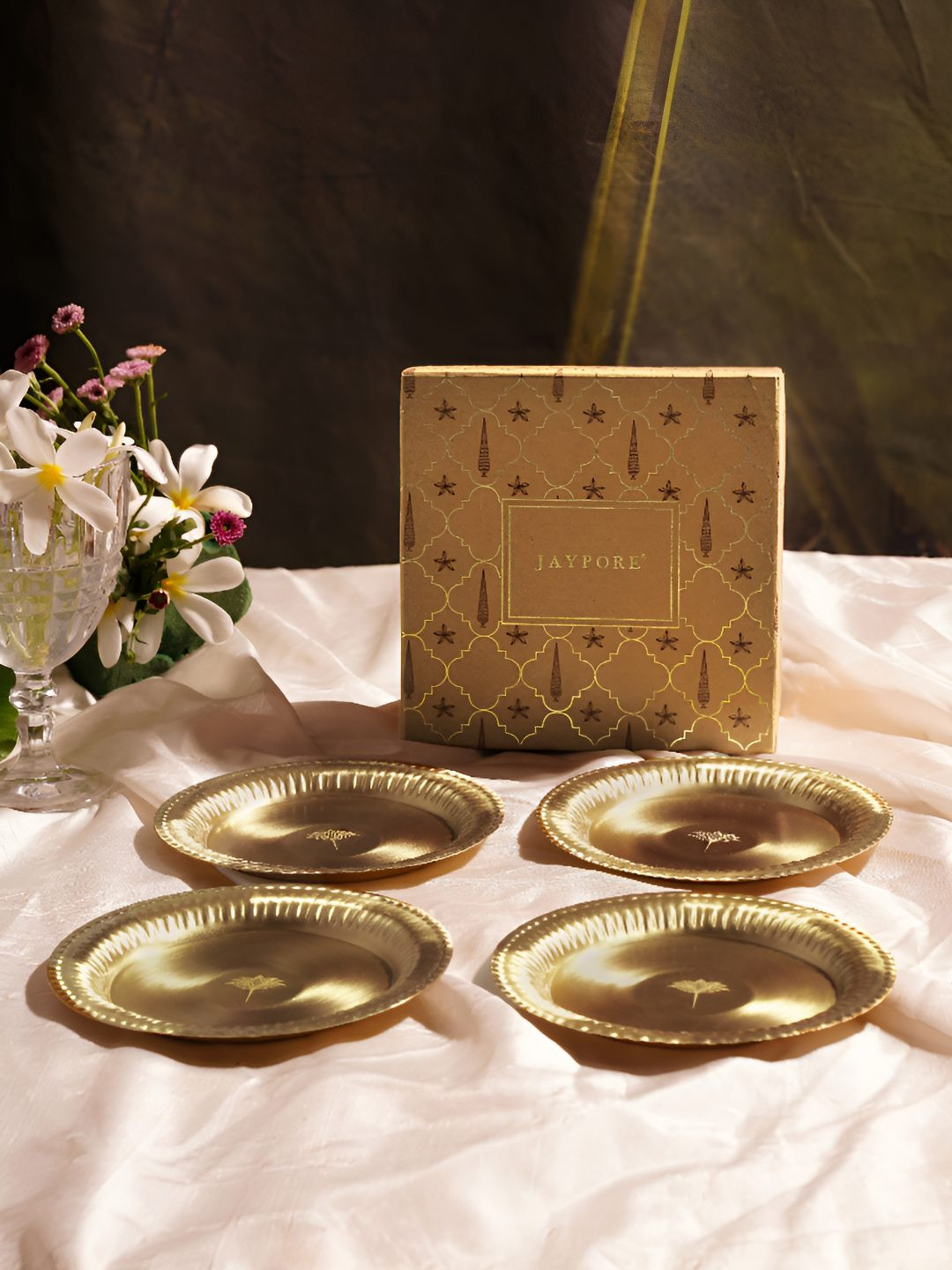 JAYPORE Gold-Toned 4 Pieces Food Platters