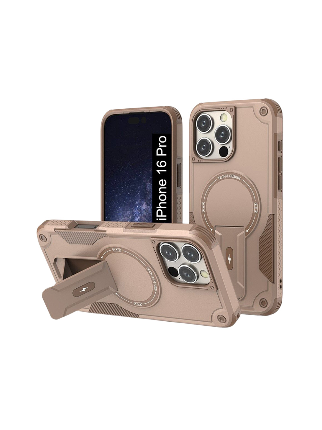 Luxury Kase Mag-Safe Compatible Magnetic iPhone 16 Pro Back Case with Portable Kickstand