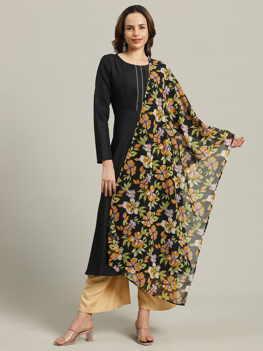 THE FAB FACTORY Women Solid Daily A-Line Kurtas With Dupatta