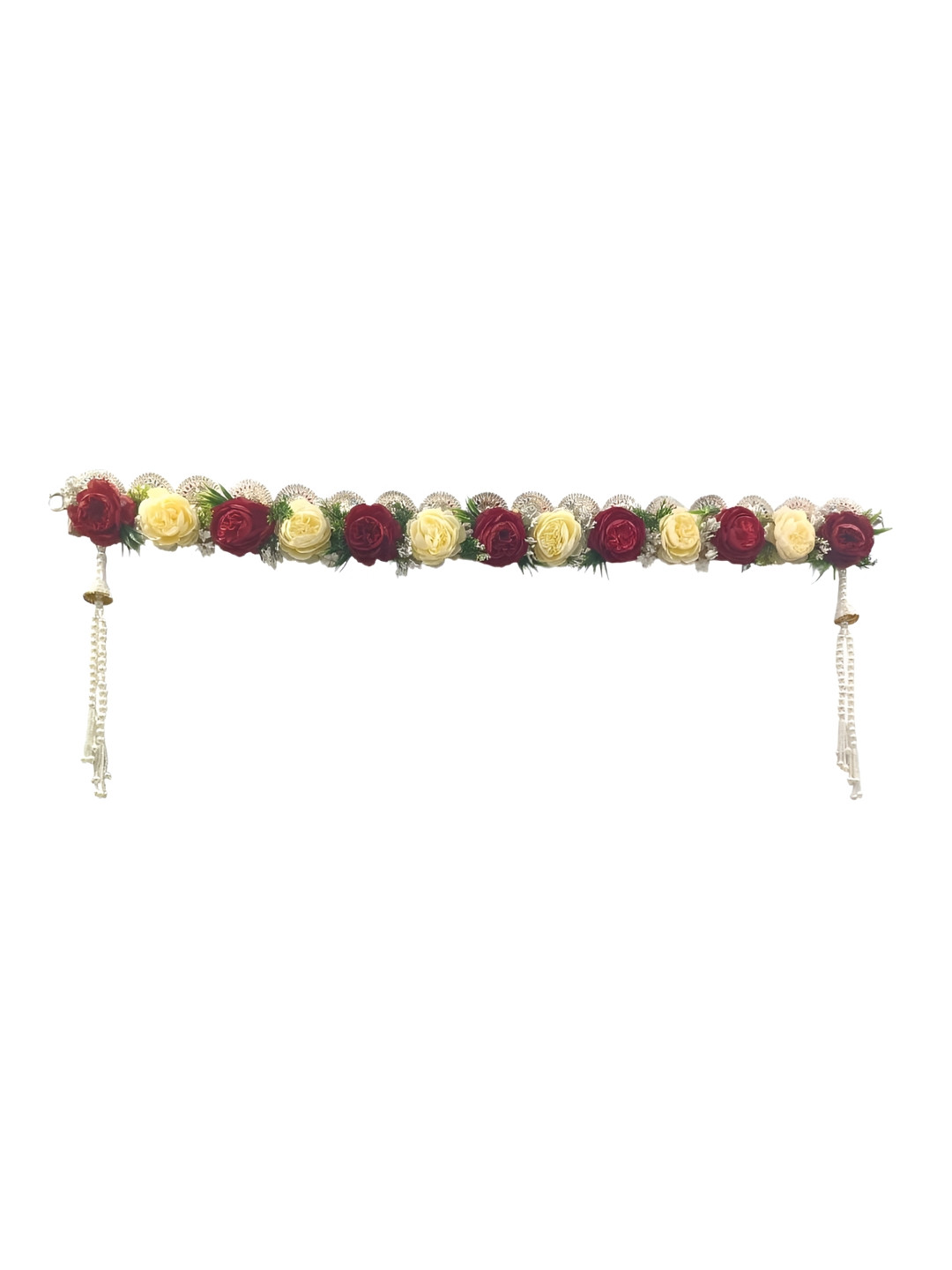 PUFFSMART Red & Yellow Textured Flower Garland With Latkan Bandhanwar Toran