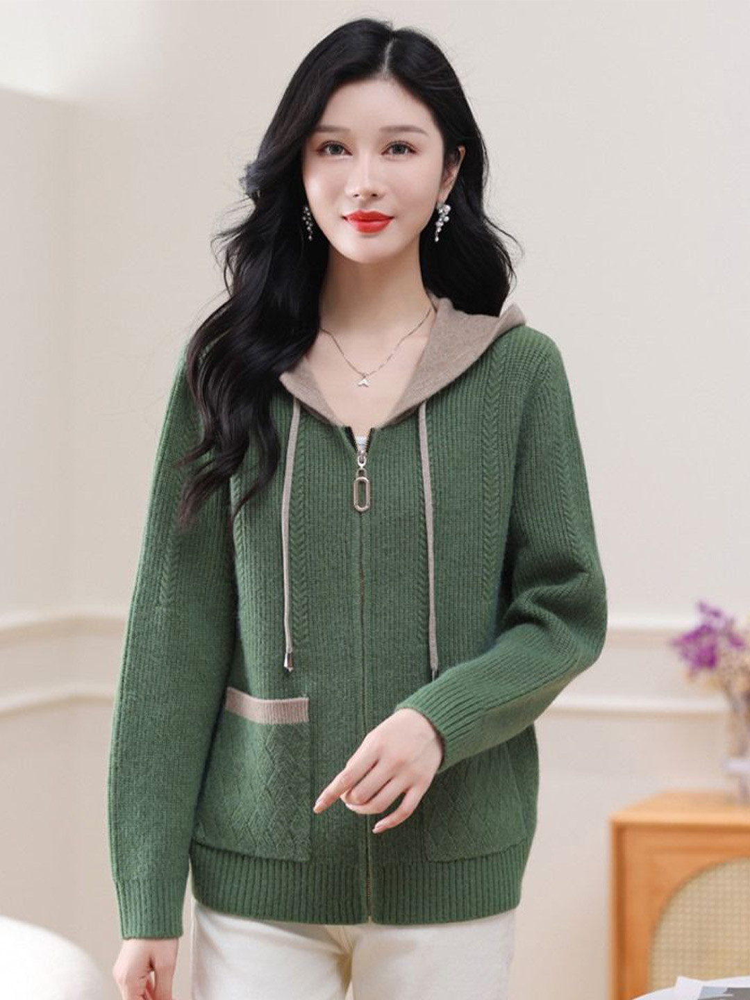 StyleCast Women Long Sleeves Hooded Neck Cardigan