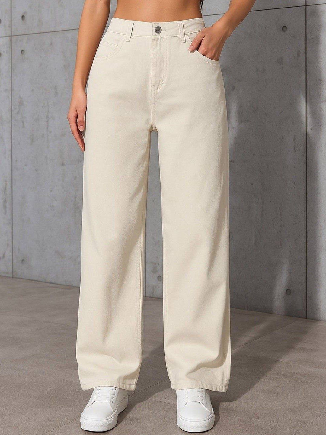 NUCOUTHS Women Comfort High-Rise Baggy Non Stretchable Jeans