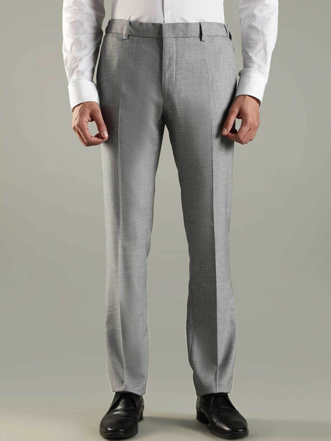 Tommy Hilfiger Europe Men Textured Mid-Rise Formal Trousers