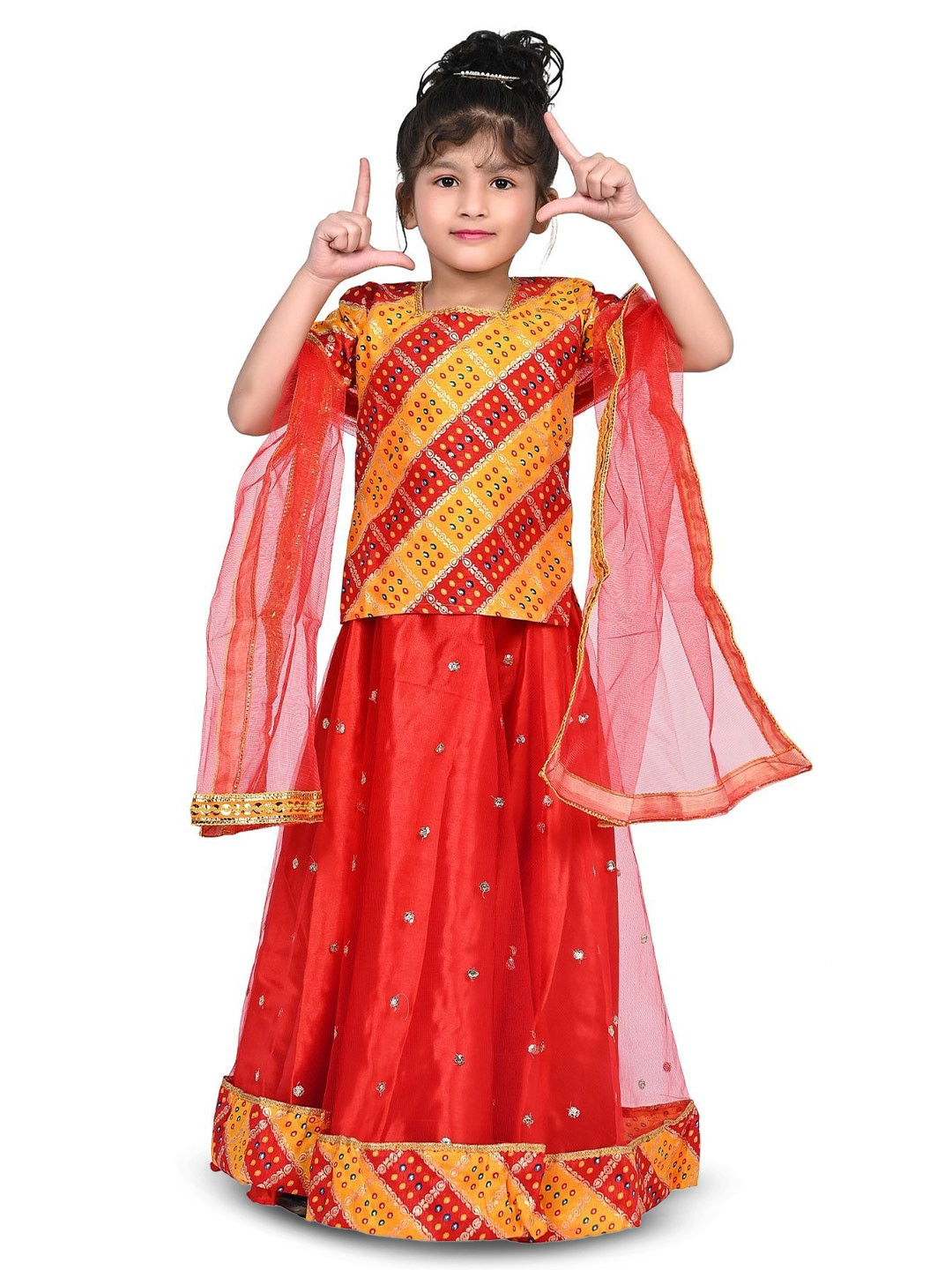Sarvda Girls Woven Design Zari Dandiya Navratri Silk Lehenga Choli