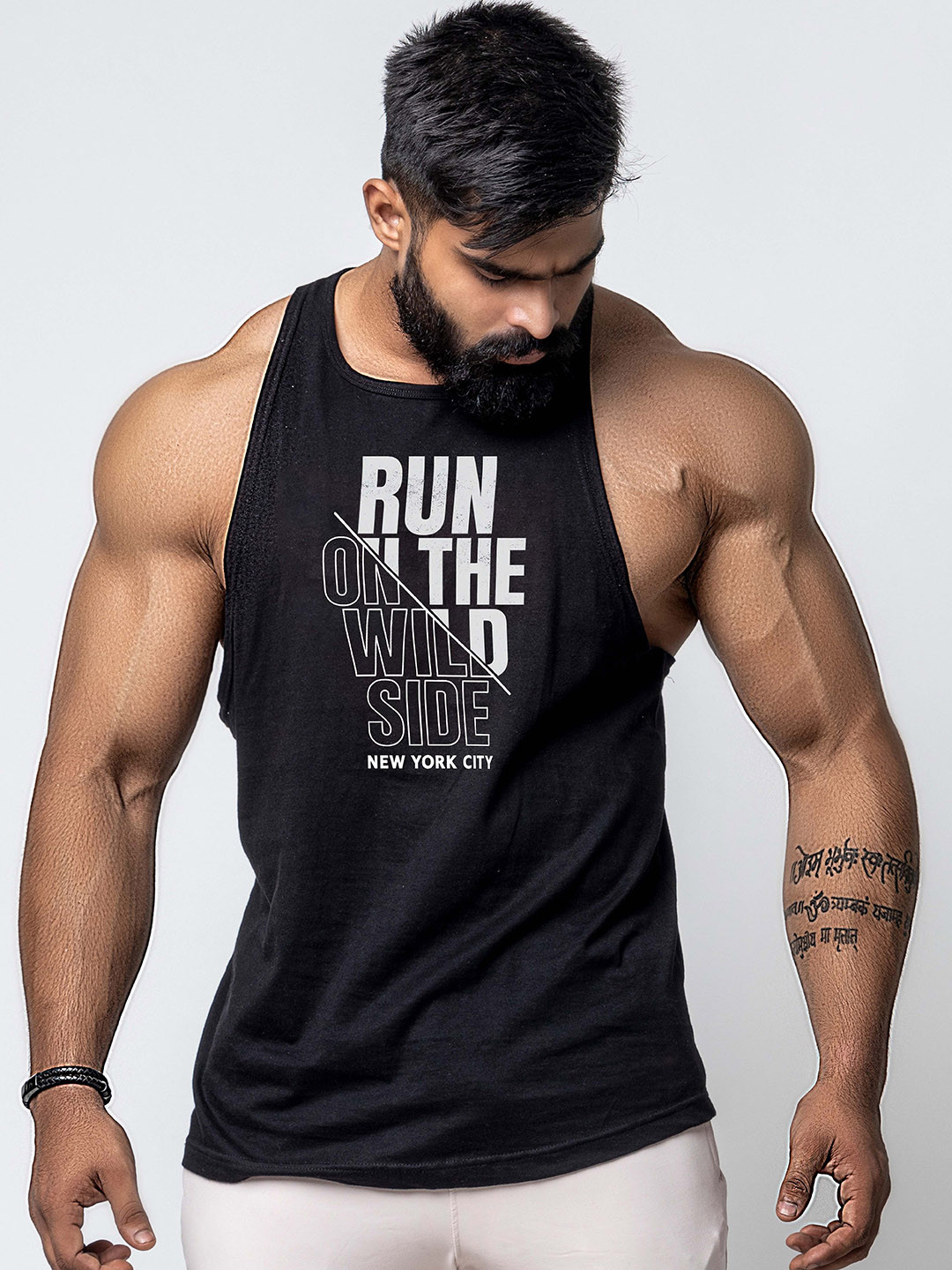 JUARI BE A GENTLEMAN Men Printed Pure cotton Round Neck Lightweight Gym Innerwear Vests