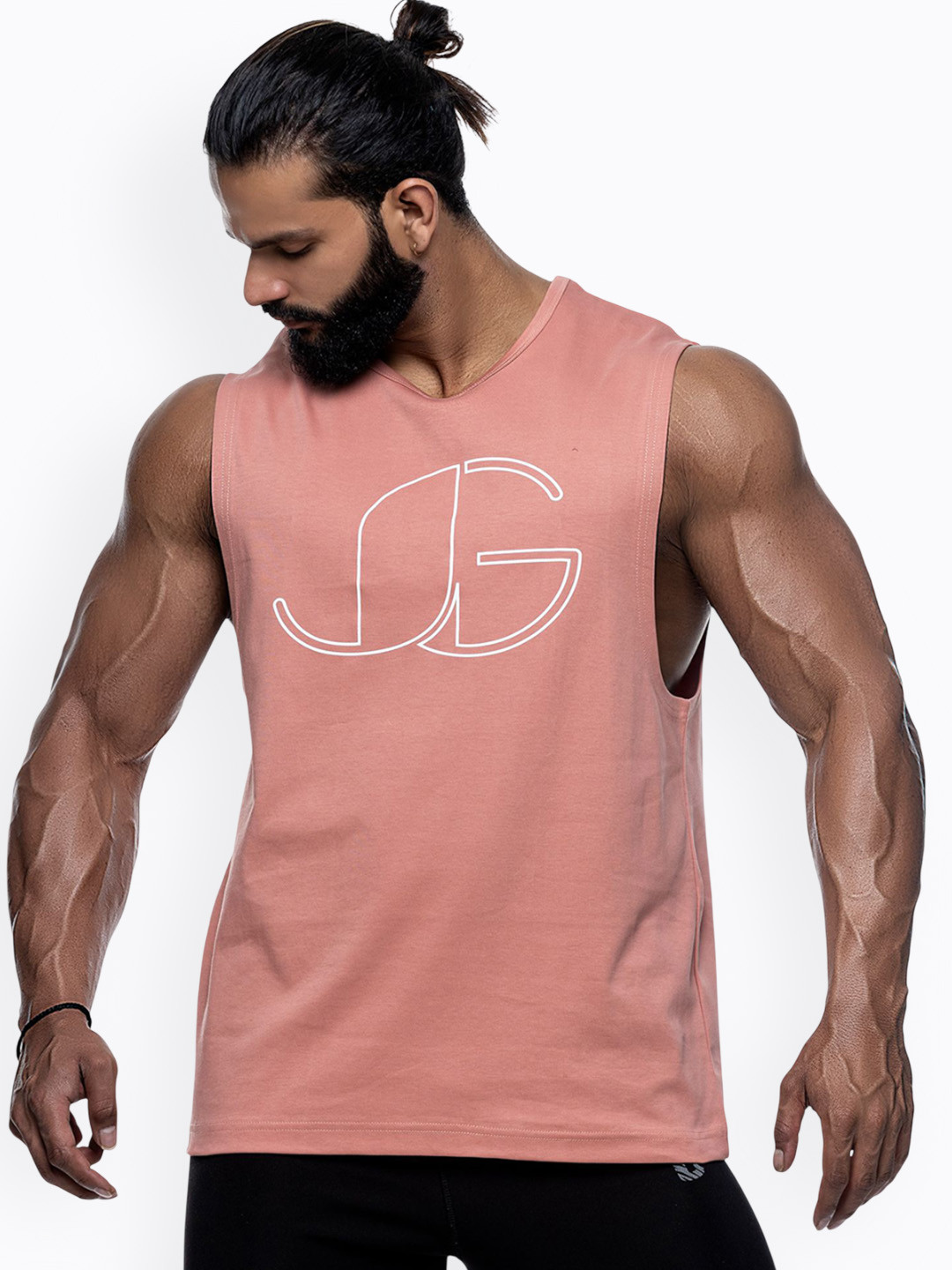 JUARI BE A GENTLEMAN Men Printed Round Neck Lightweight Pure cotton Gym Vest