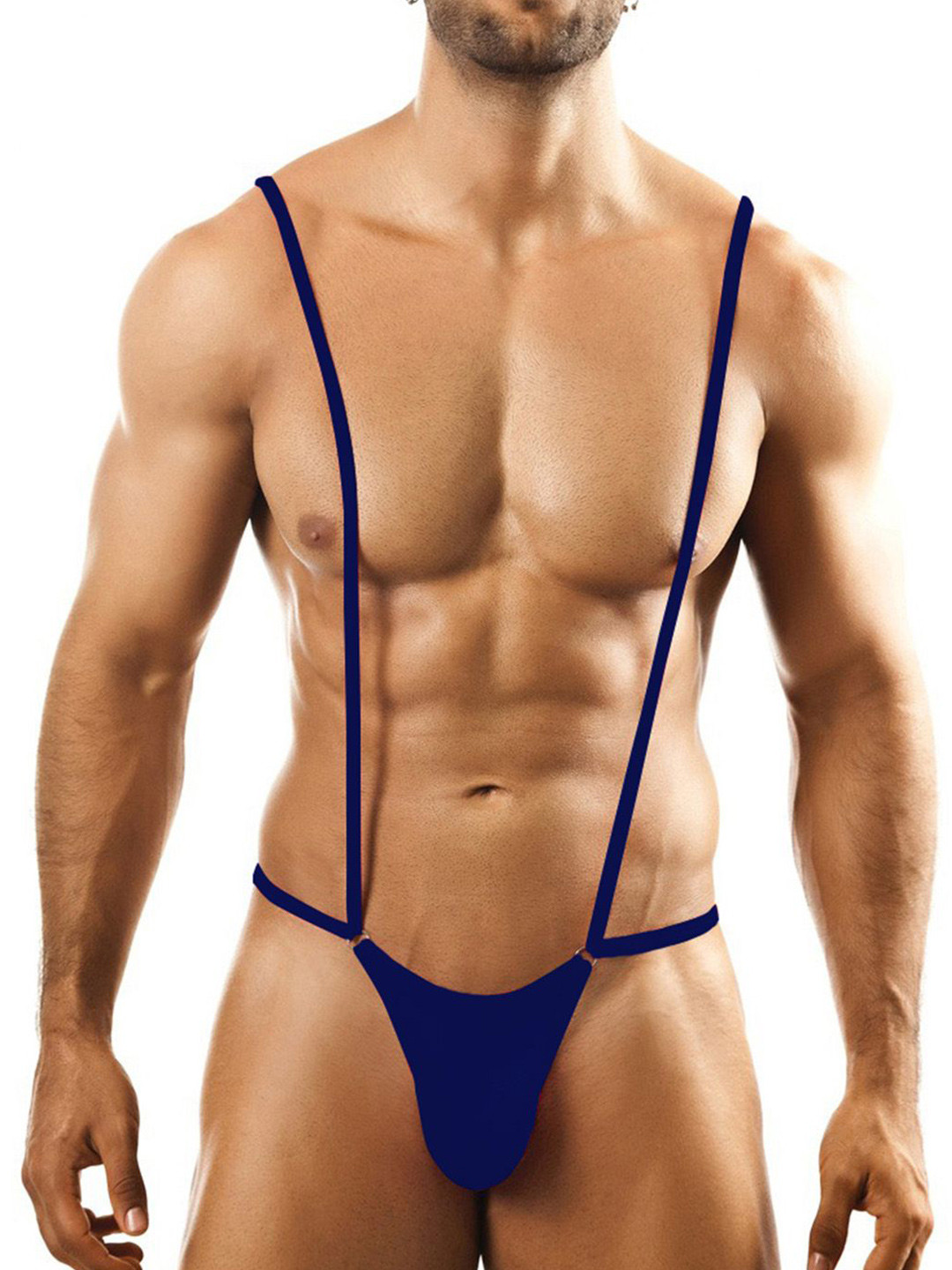 MOODSTRING Men Mid-Rise Suspender Thong Inner Elastic Briefs With attached suspenders