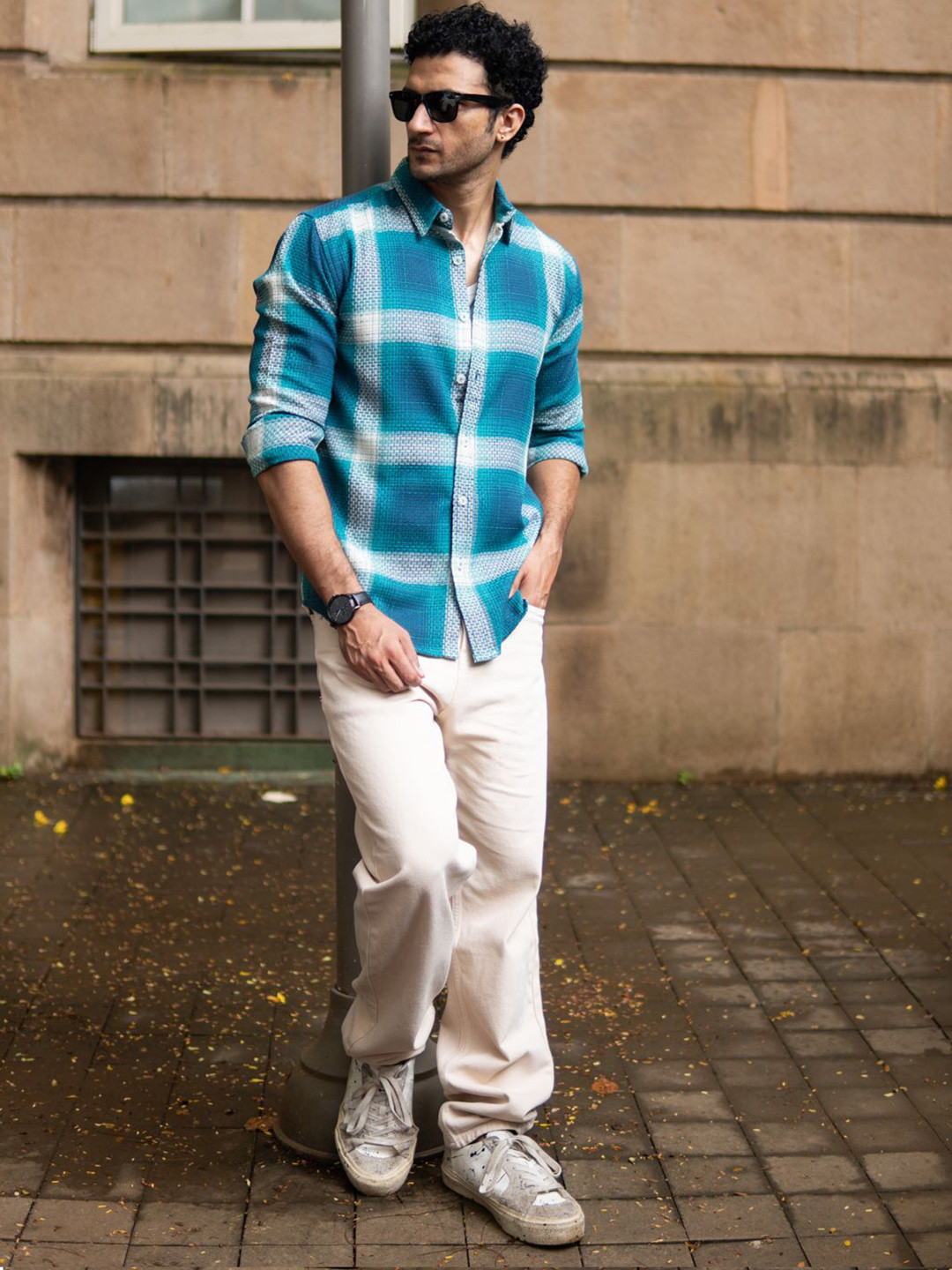 Powerlook Men Buffalo Checked Spread Collar Casual Shirt - Image 1