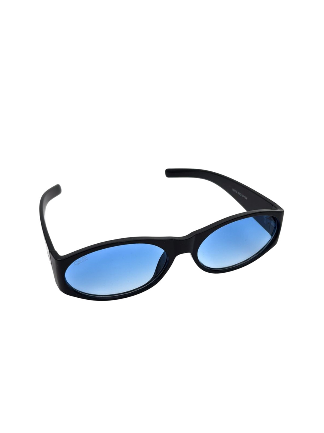 QUE UNIVERSE Unisex Blue Lens & Black Oval Sunglasses with