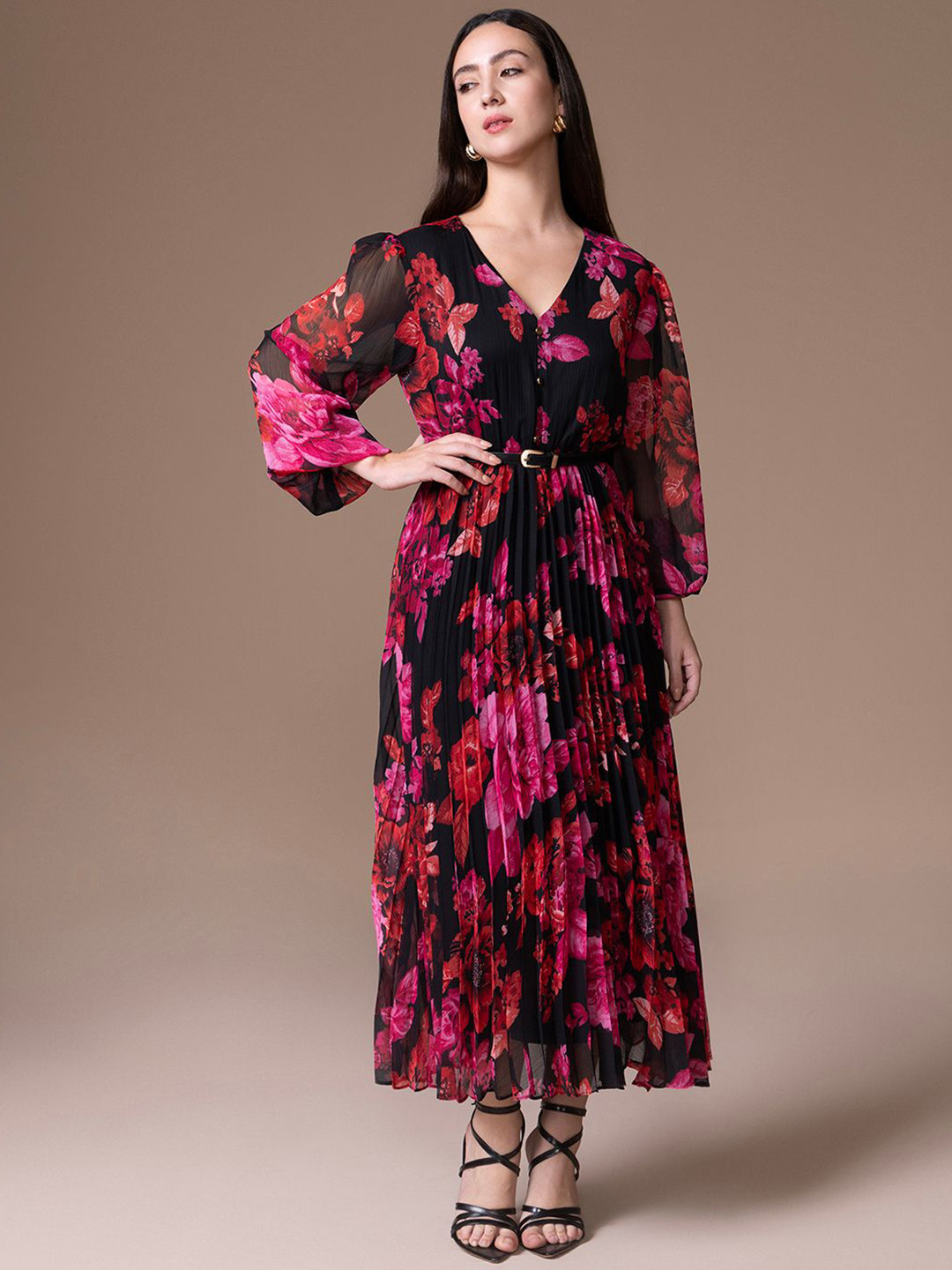 Kazo Women Giana Floral Print Fit & Flare Midi Dress