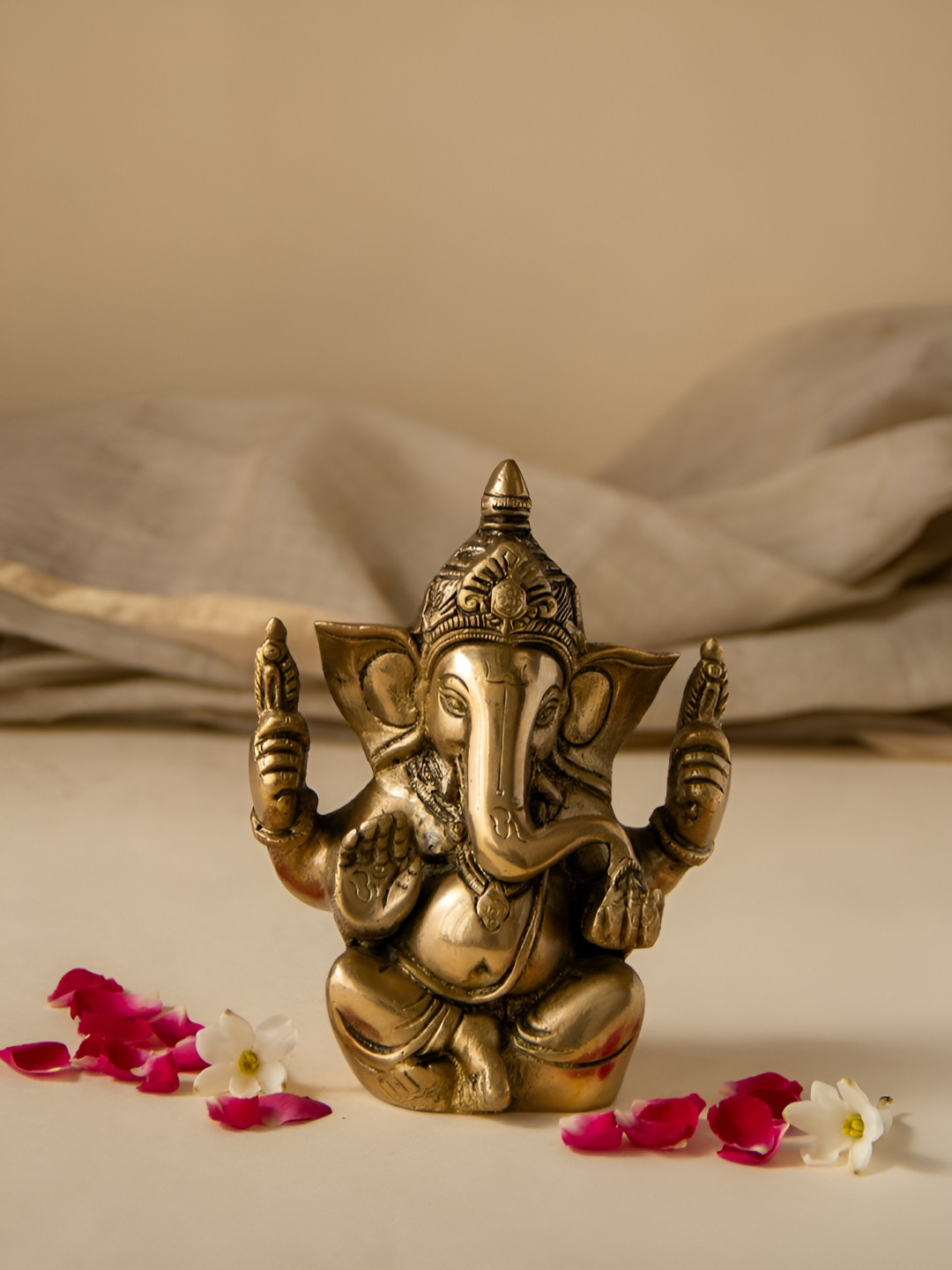 Imli Street Gold-Toned Lord Muket Ganesh Religious Idol Showpiece