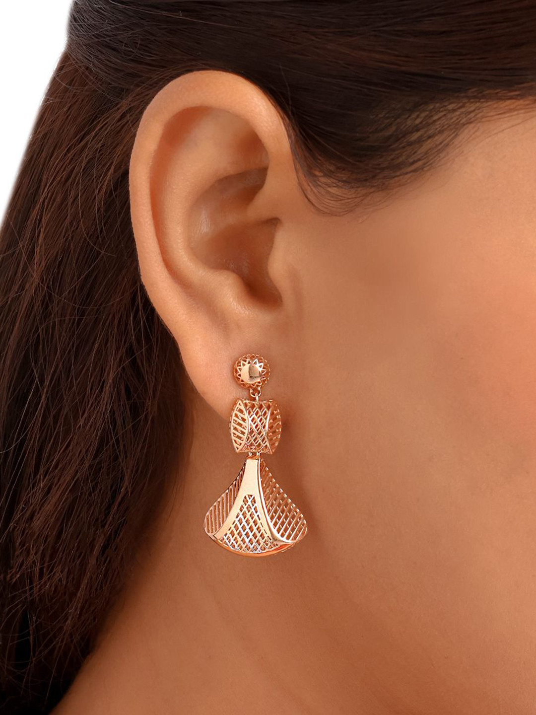 C KRISHNIAH CHETTY JEWELLERS PVT LTD Women 18Kt Gold Filigree Drops Earrings - 5.71g