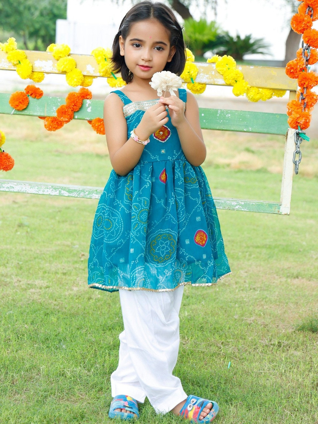 Sangria Girls Georgette Printed Kurta with Patiala Kurta Set