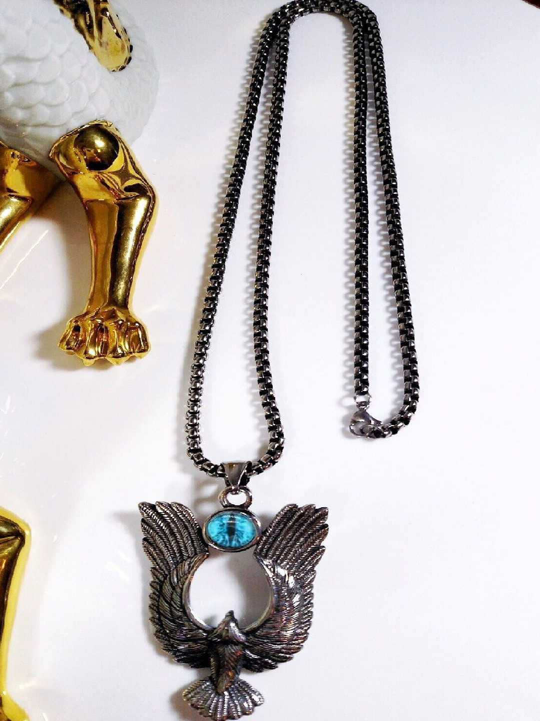 KANU FASHION WORLD Unisex Silver-Plated Stones Studded Quirky Pendant With Chain