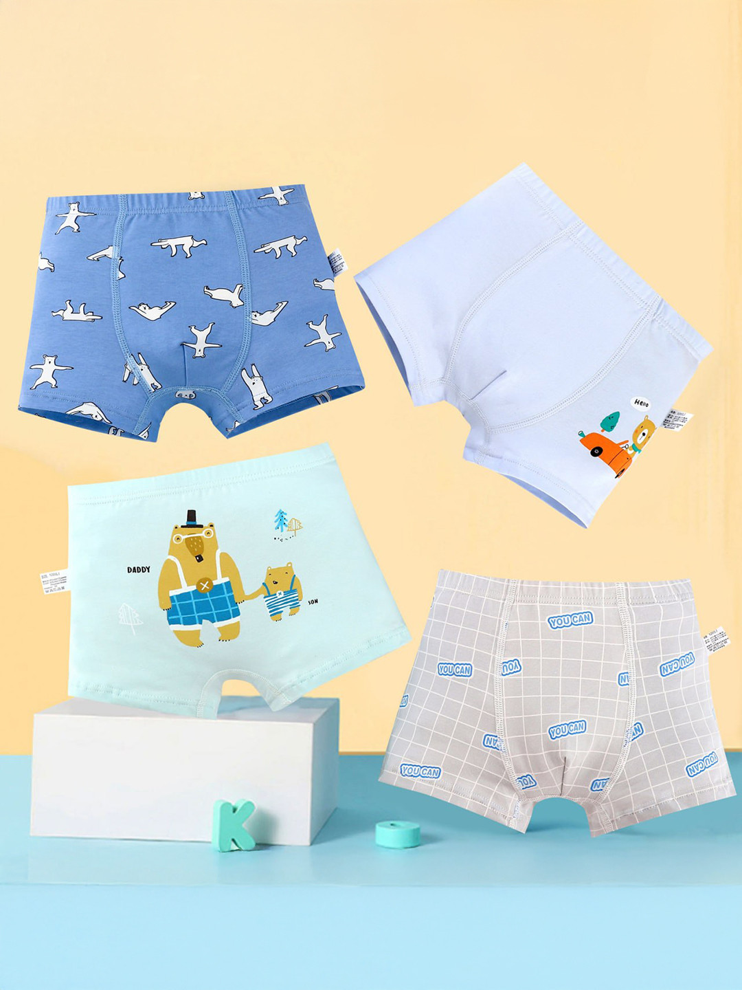 ASJAR Pack of 3 Soft Cotton Underwear Soft Cotton Boxer Brief