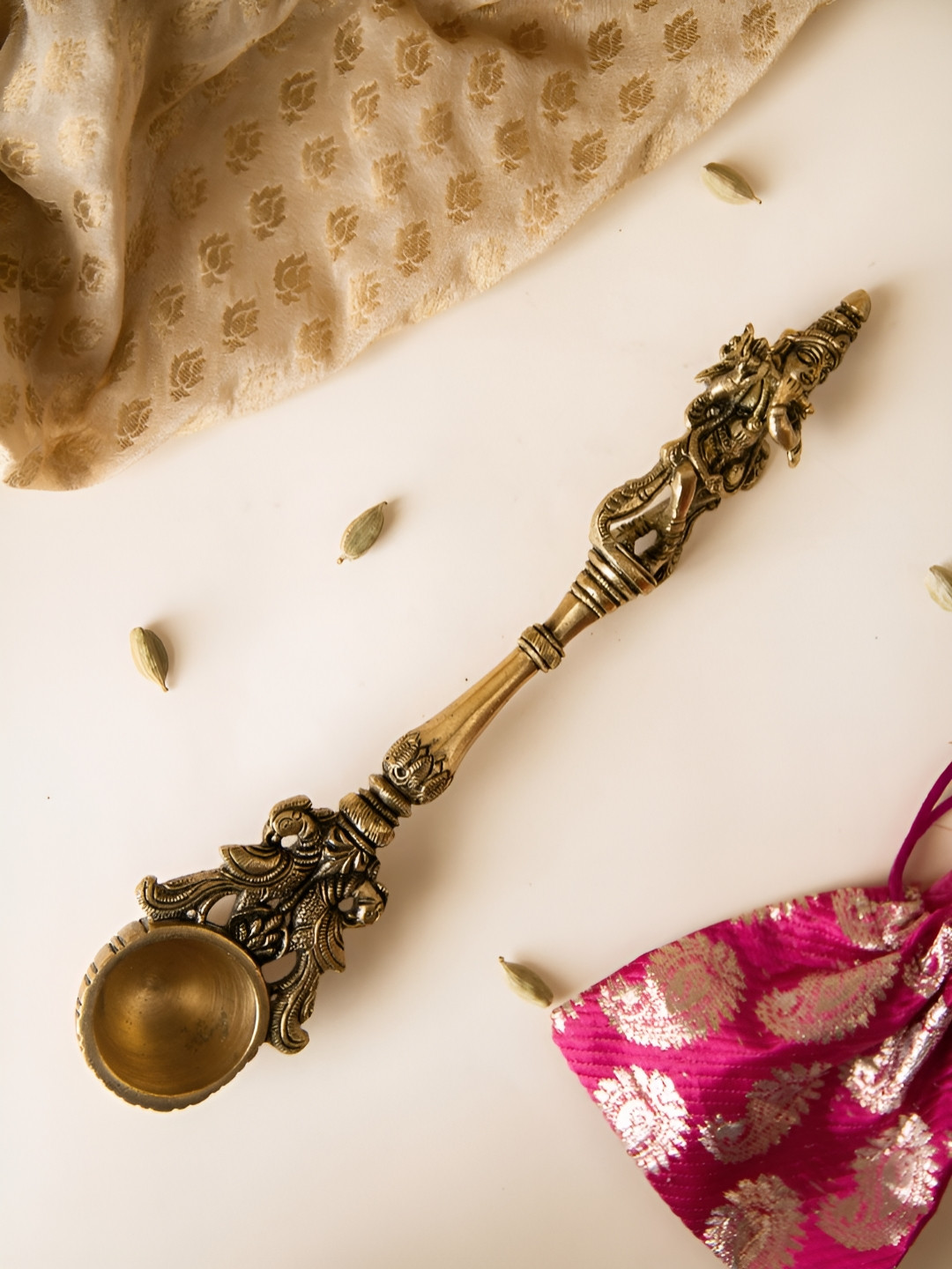 Imli Street Yellow Krishna Ritual Spoon Diyas Pooja Essential