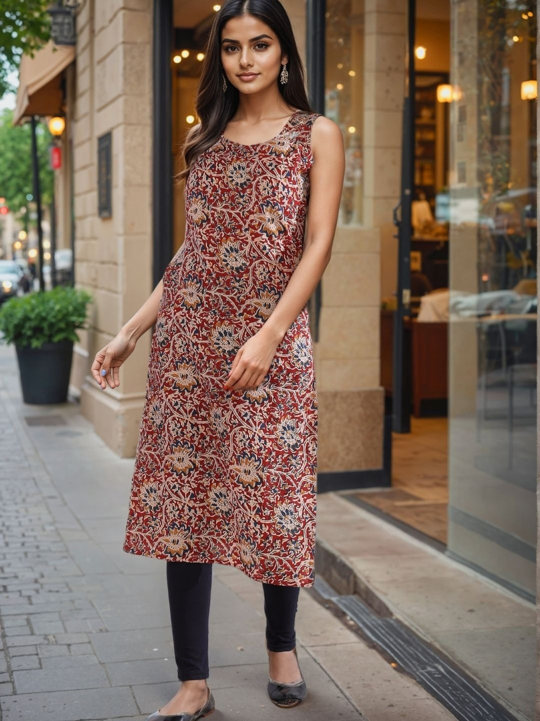 SZN Women Floral Printed Straight Cotton Kurta