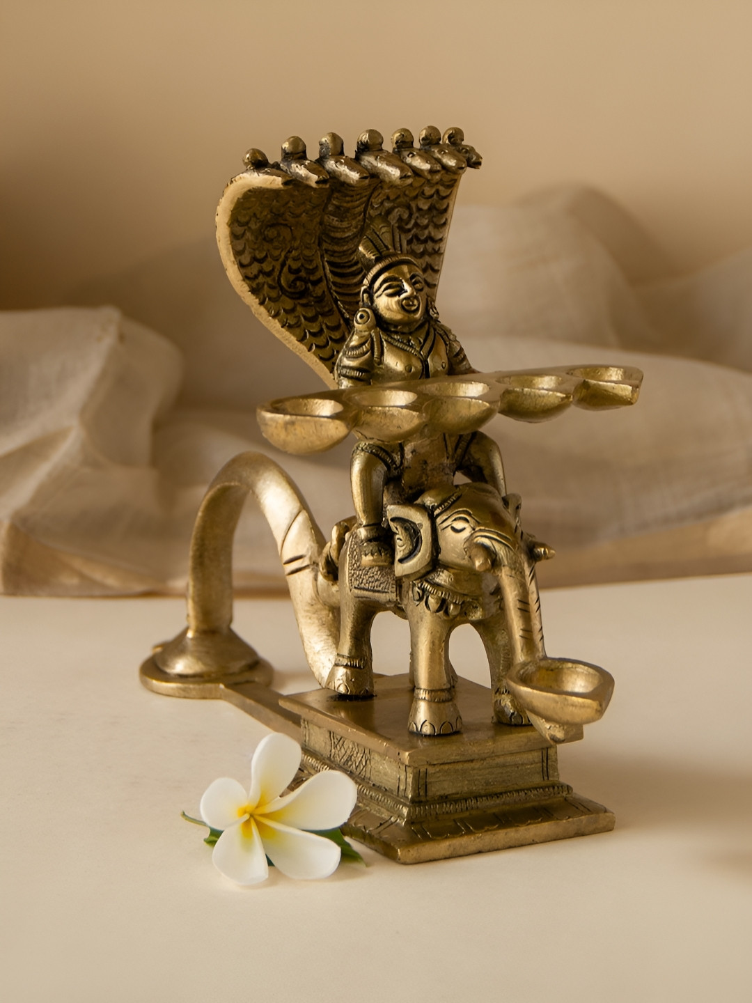 Imli Street Brass Naag Kanya Sitting On An Elephant Aarti 6 Diya